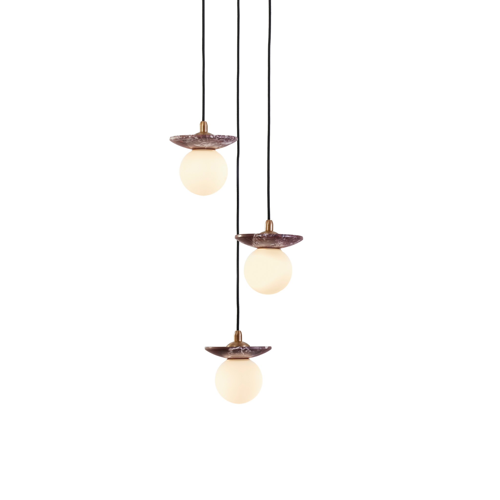 Orbit | Pendant - 3 Drop Grouping - Red Marble