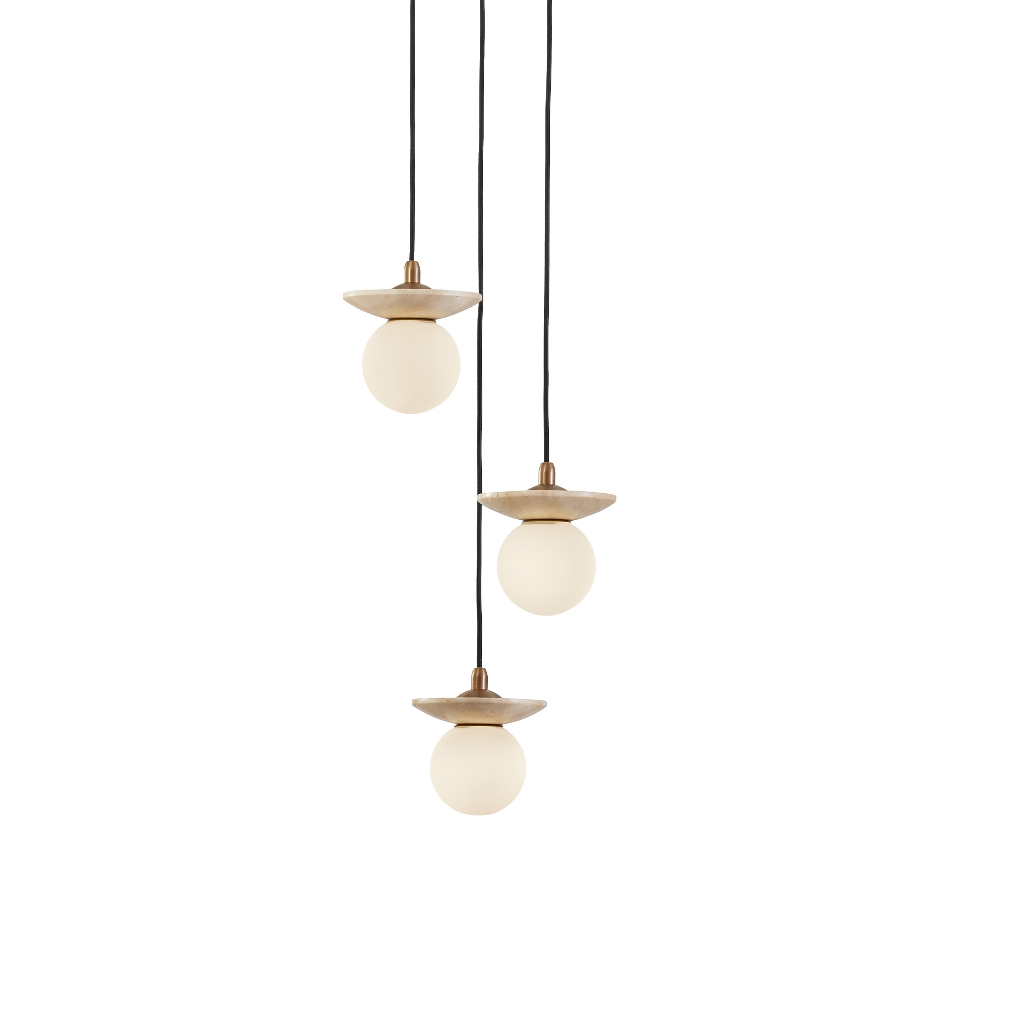 Display product Orbit | Pendant - 3 Drop Grouping - Travertine from manufacturer J. Adams & Co