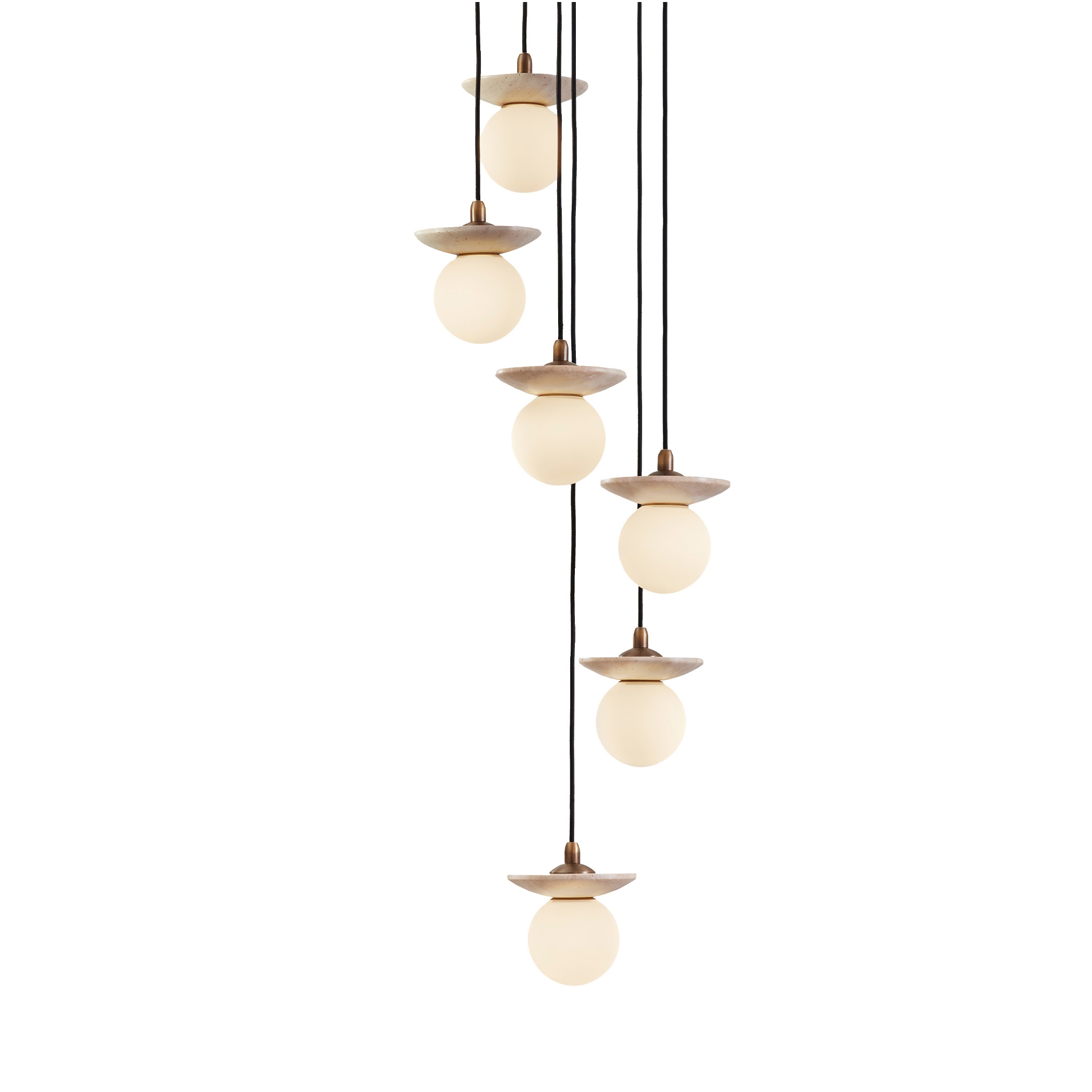 Orbit | Pendant - 6 Drop Grouping - Travertine