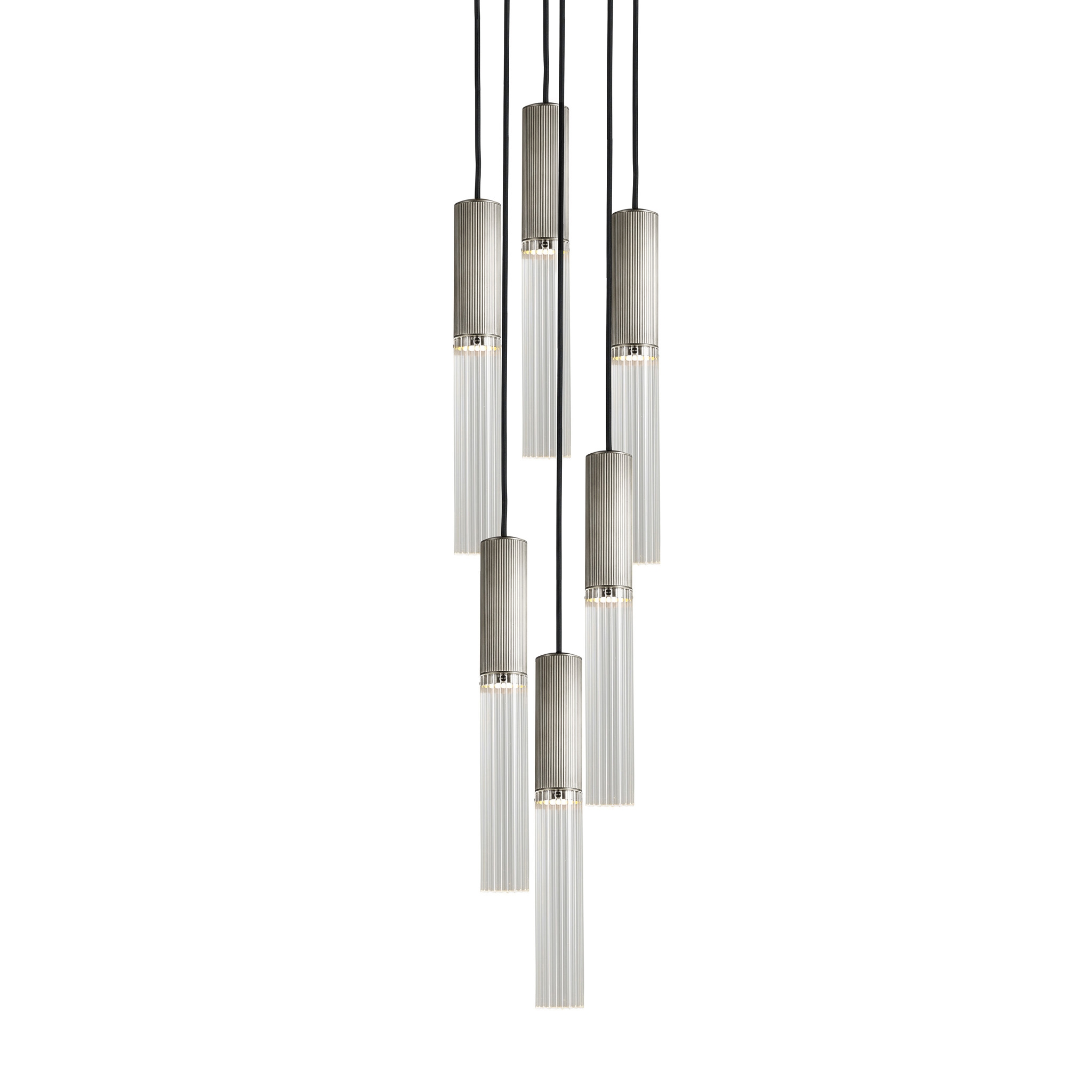 Flume | 50 Pendant - 6 Drop Grouping - Satin Nickel