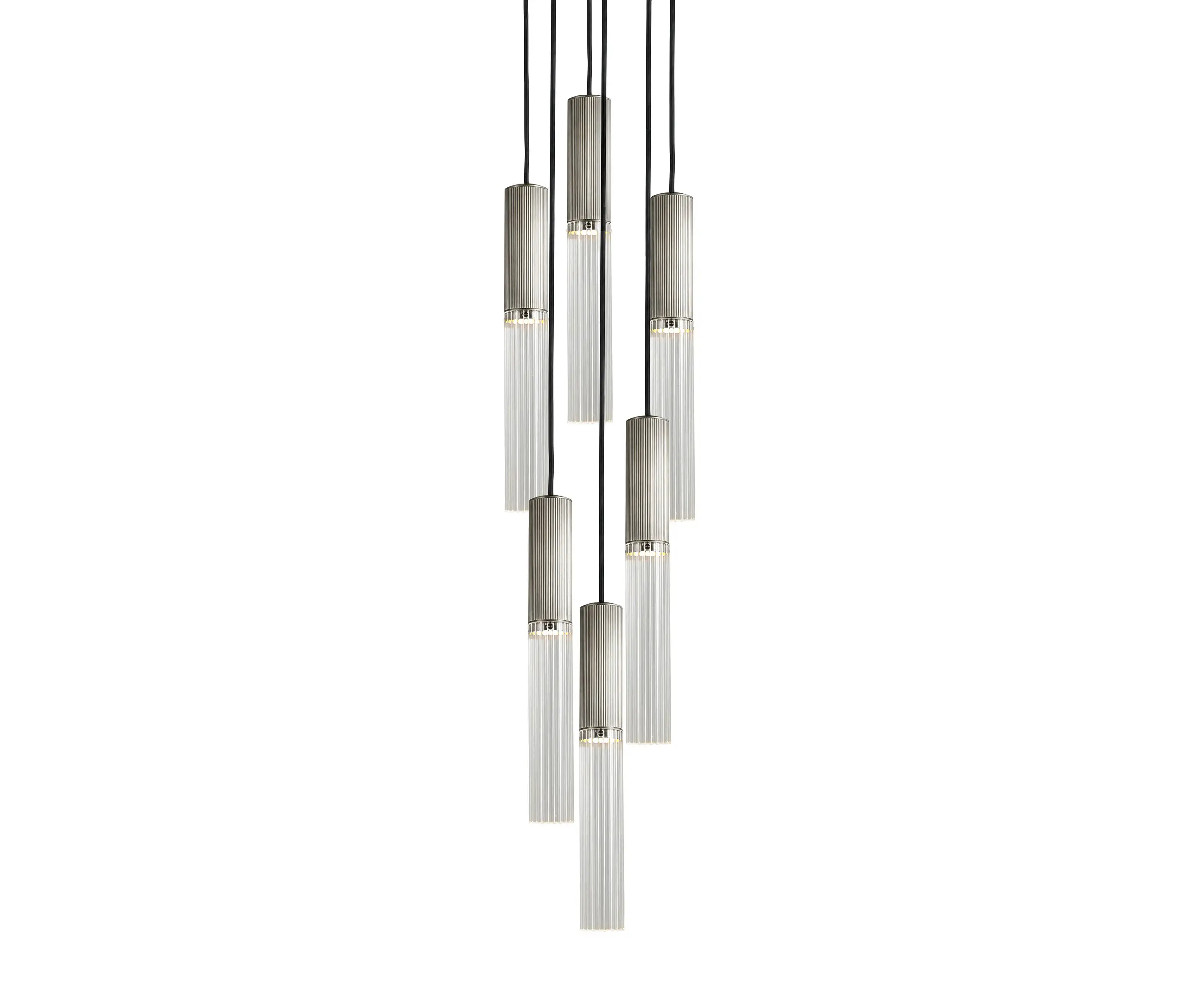 J. Adams & Co - Flume | 50 Pendant - 6 Drop Grouping - Satin Nickel