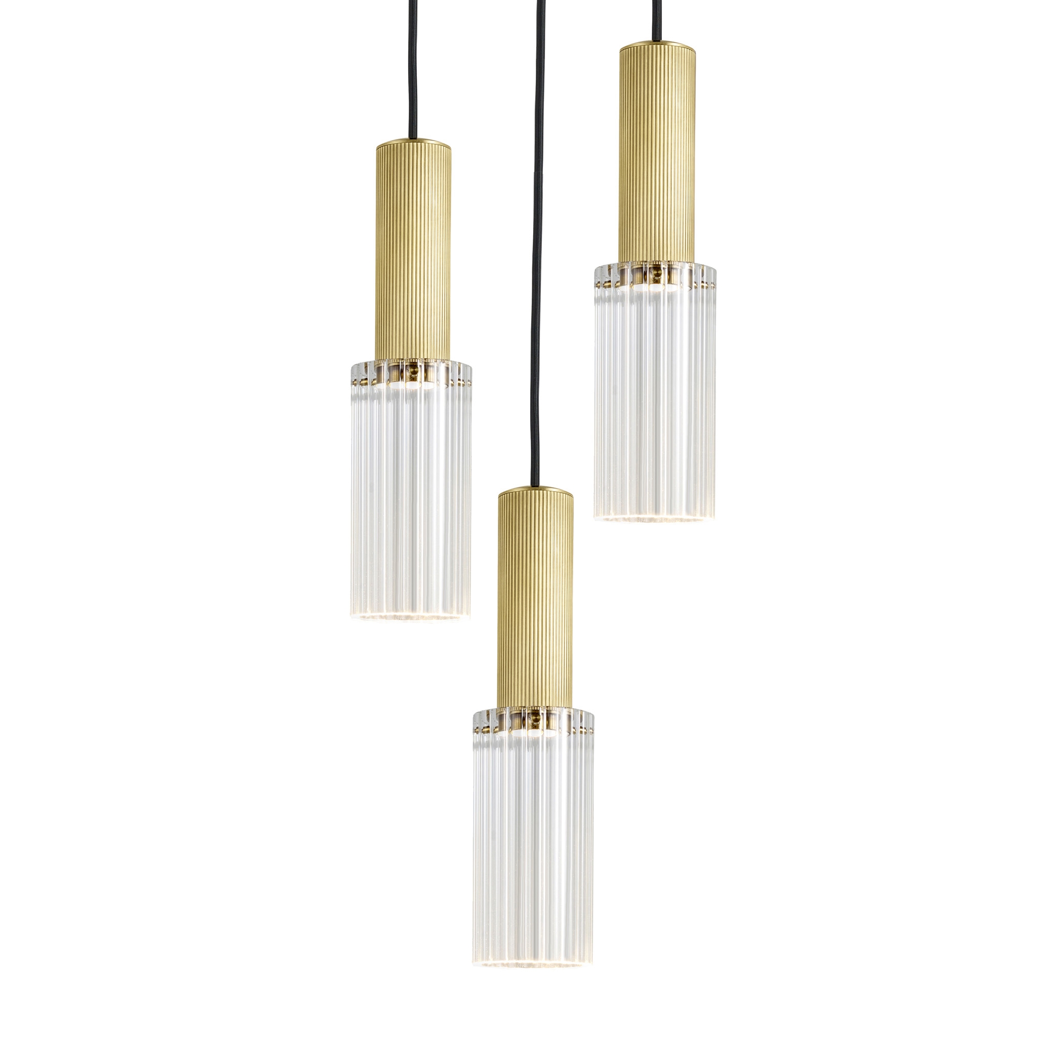 Display product Flume | 80 Pendant - 3 Drop Grouping - Satin Brass from manufacturer J. Adams & Co