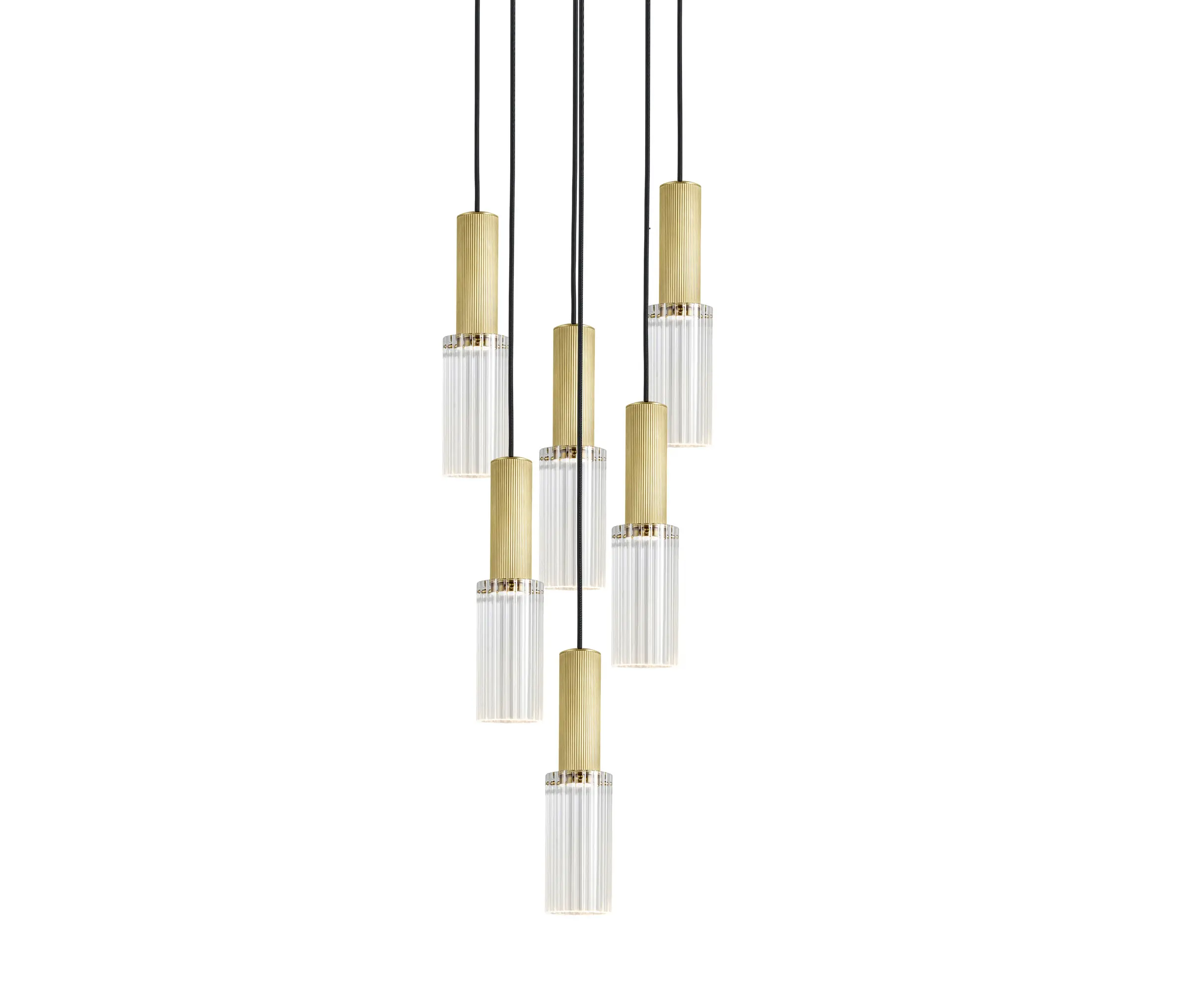J. Adams & Co - Flume | 80 Pendant - 6 Drop Grouping - Satin Brass