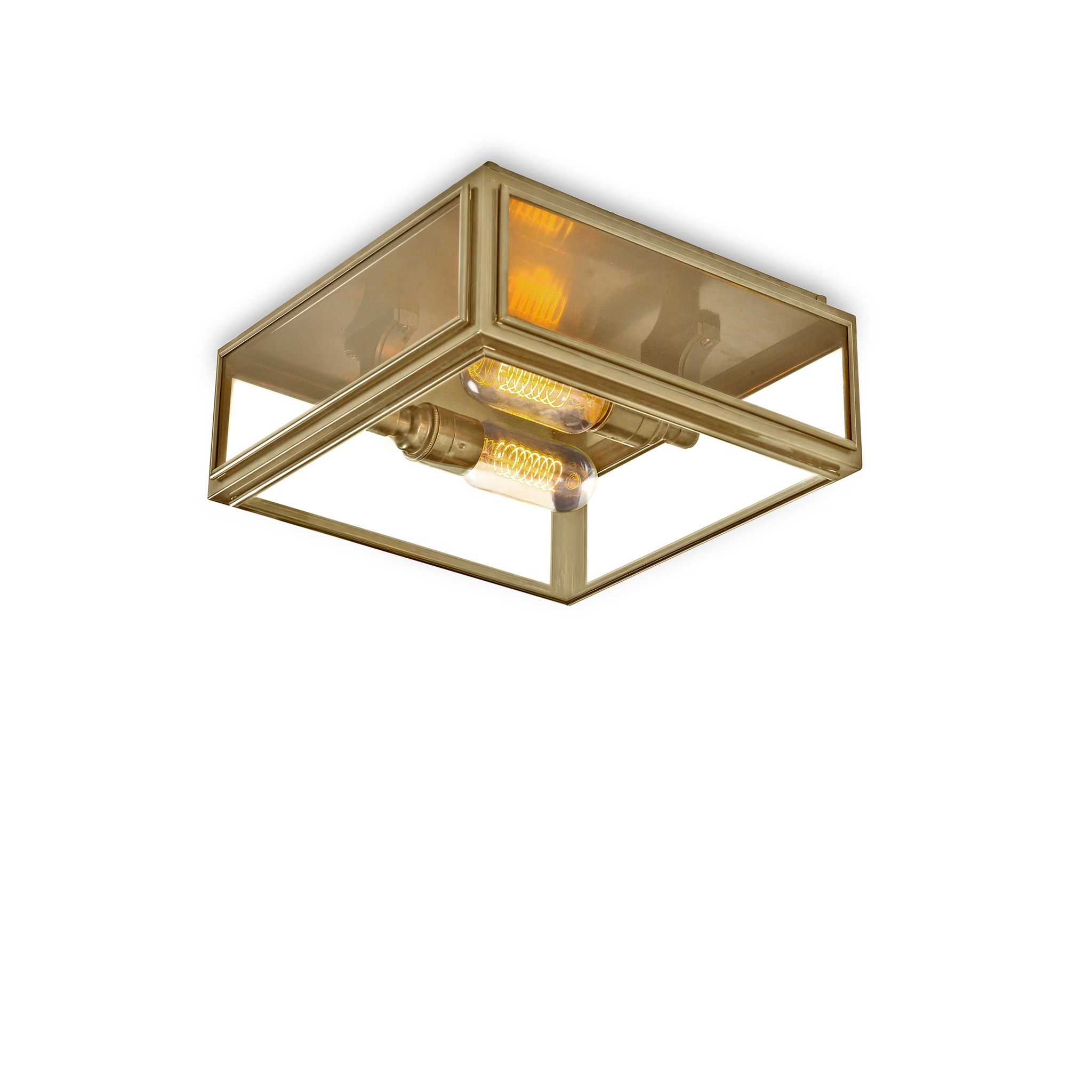 Lantern | Elm Ceiling Light - Small - Antique Brass & Clear Glass
