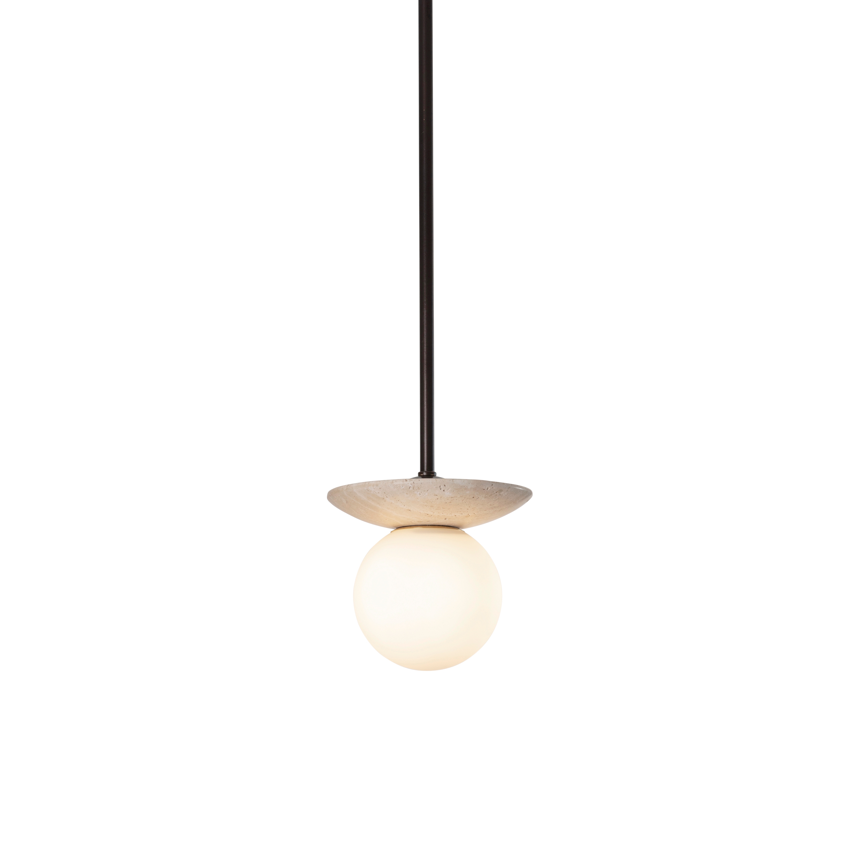Orbit | Pendant - Bronze & Travertine