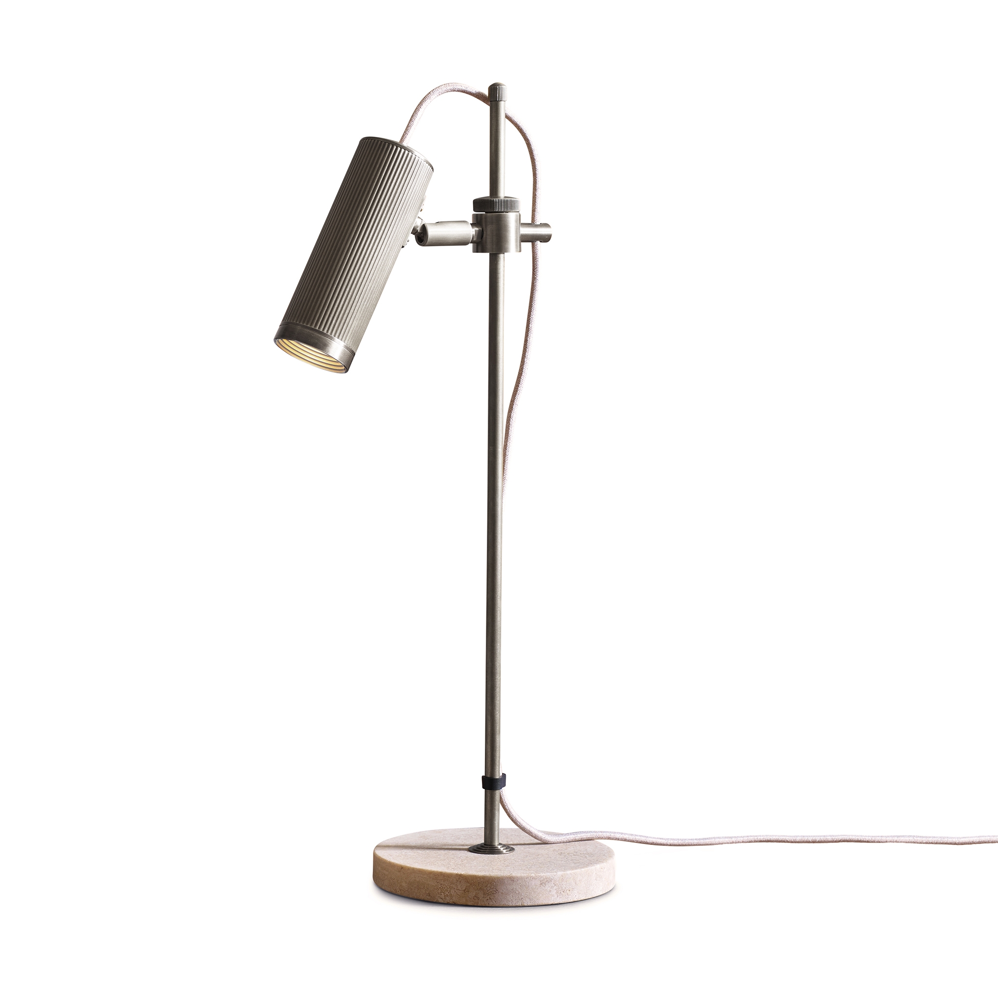 Spot | Desk Light - Satin Nickel & Travertine