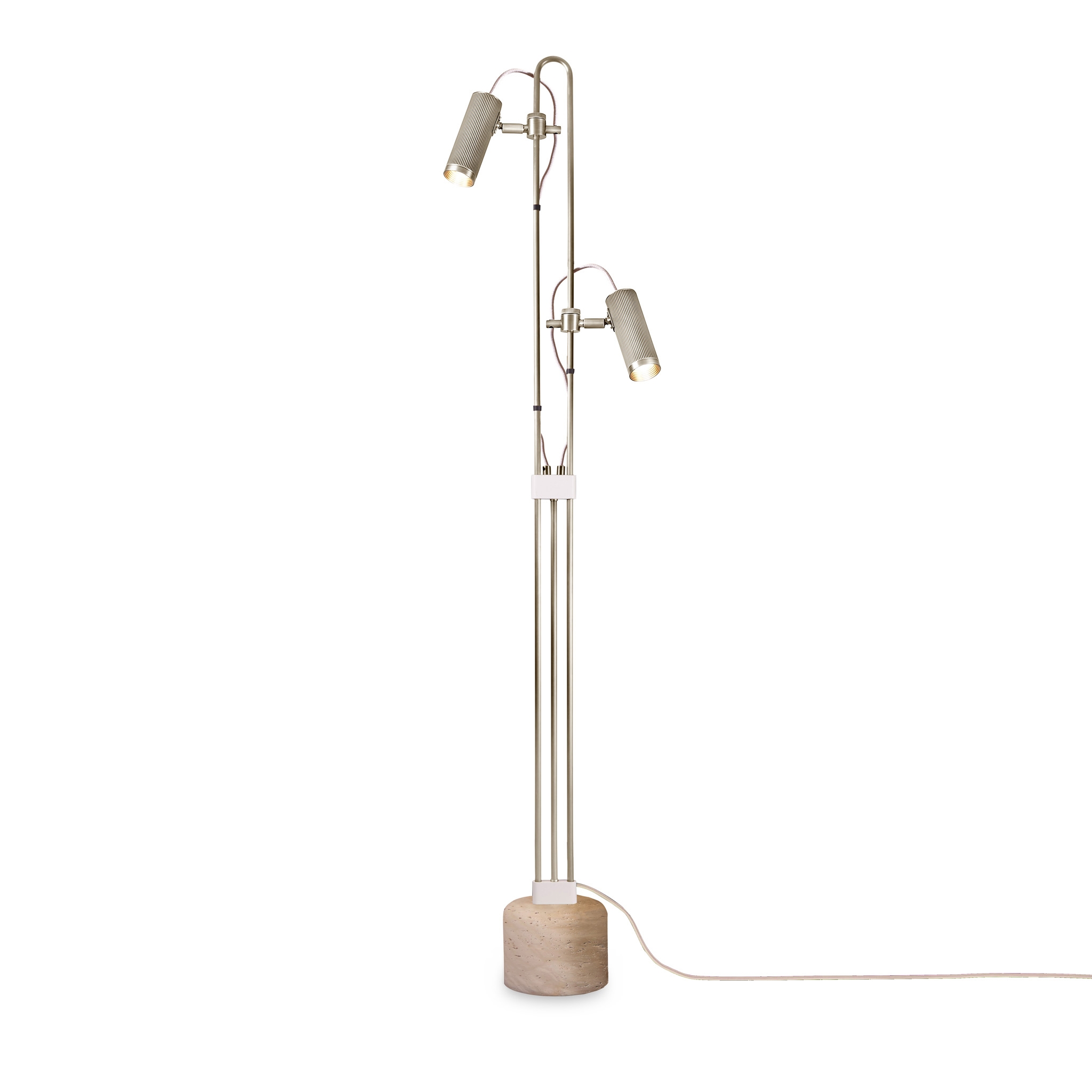 Afficher le produit Spot | Floor Light - Satin Nickel & Travertine Base du fabricant J. Adams & Co