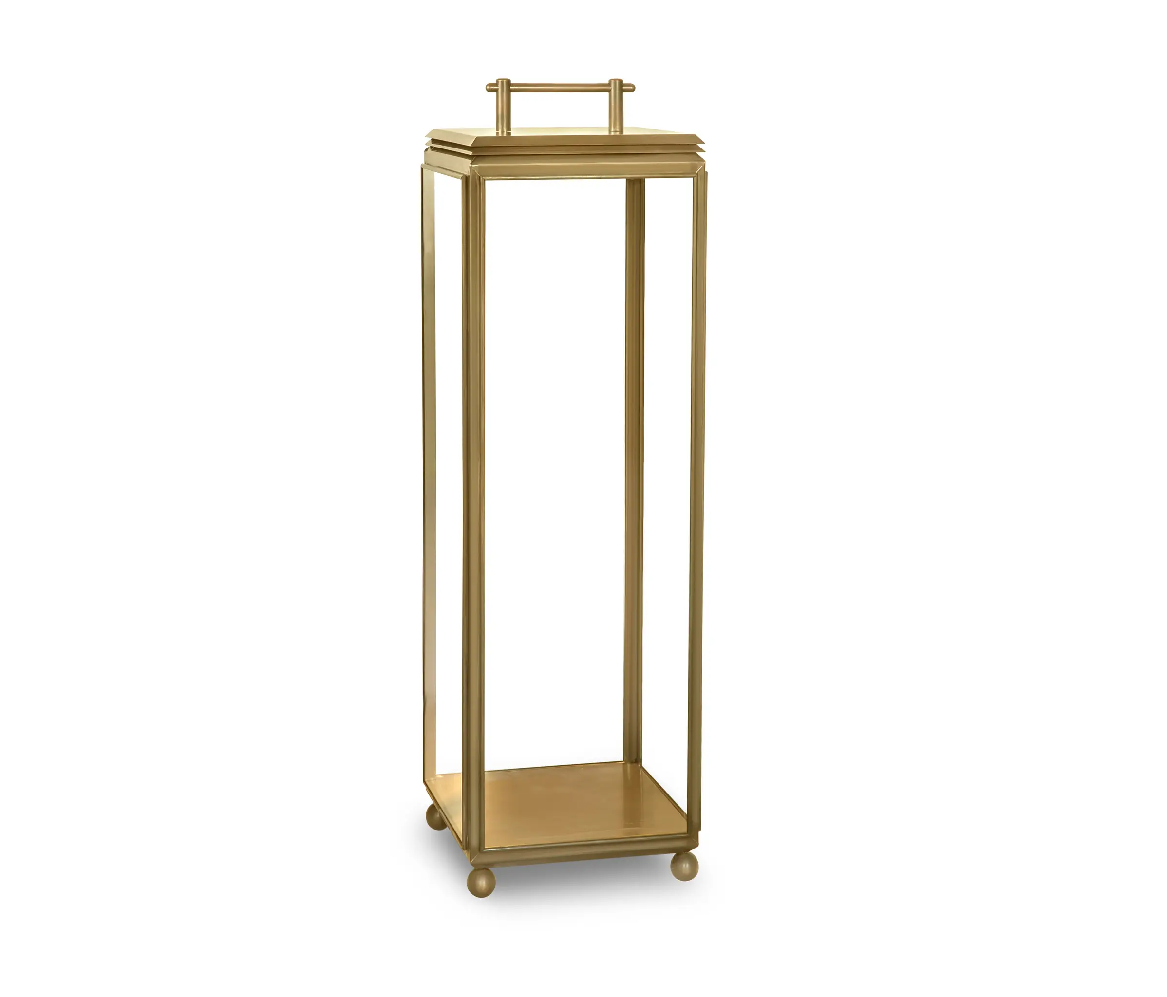 J. Adams & Co - Lantern | Hazel Floor Light - Tall, Mains Powered - Antique Brass & Clear Glass