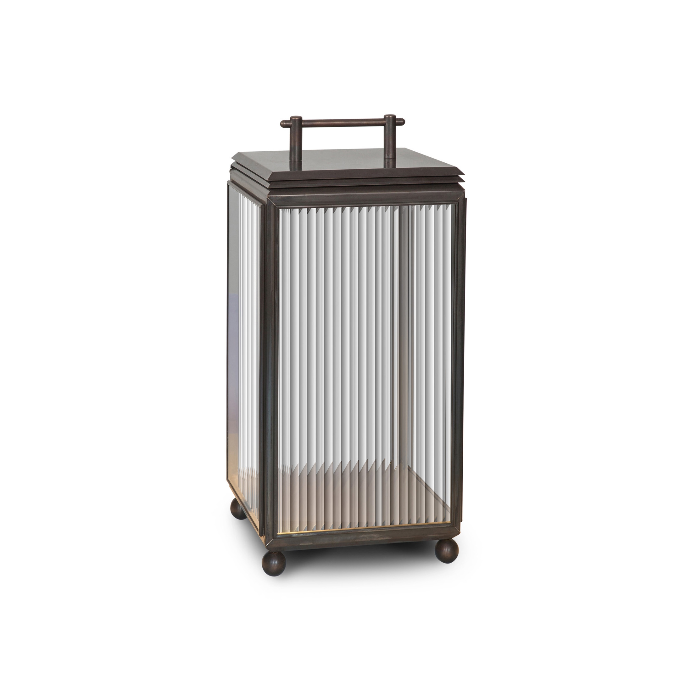 Lantern | Hazel Floor Light - Small, Mains Powered - Bronze & Clear Reeded Glass