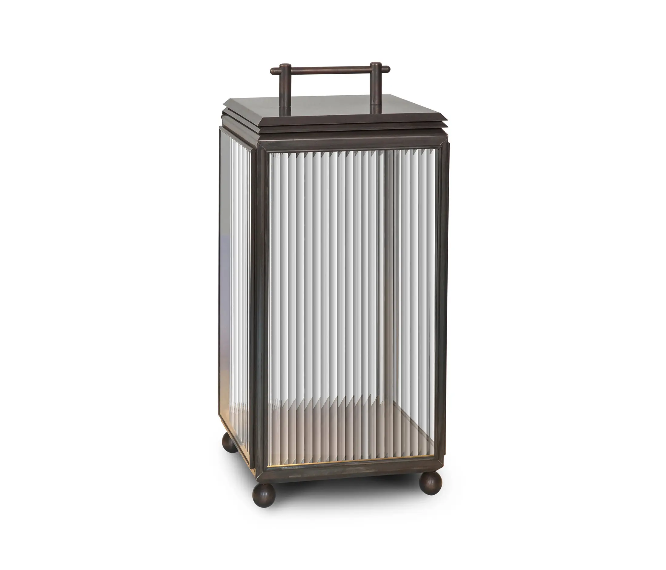 J. Adams & Co - Lantern | Hazel Floor Light - Small, Mains Powered - Bronze & Clear Reeded Glass