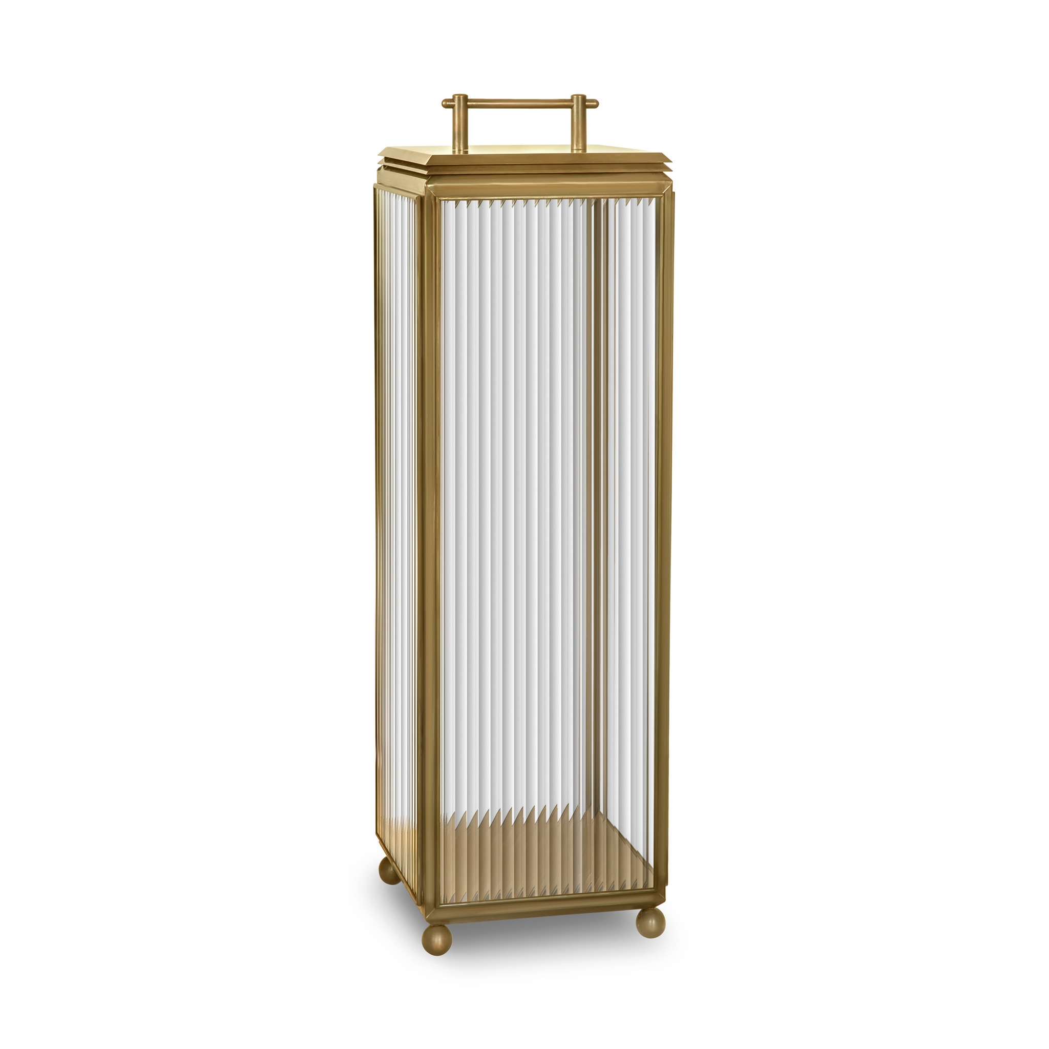 Lantern | Hazel Floor Light - Tall, Mains Powered - Bronze & Clear Reeded Glass