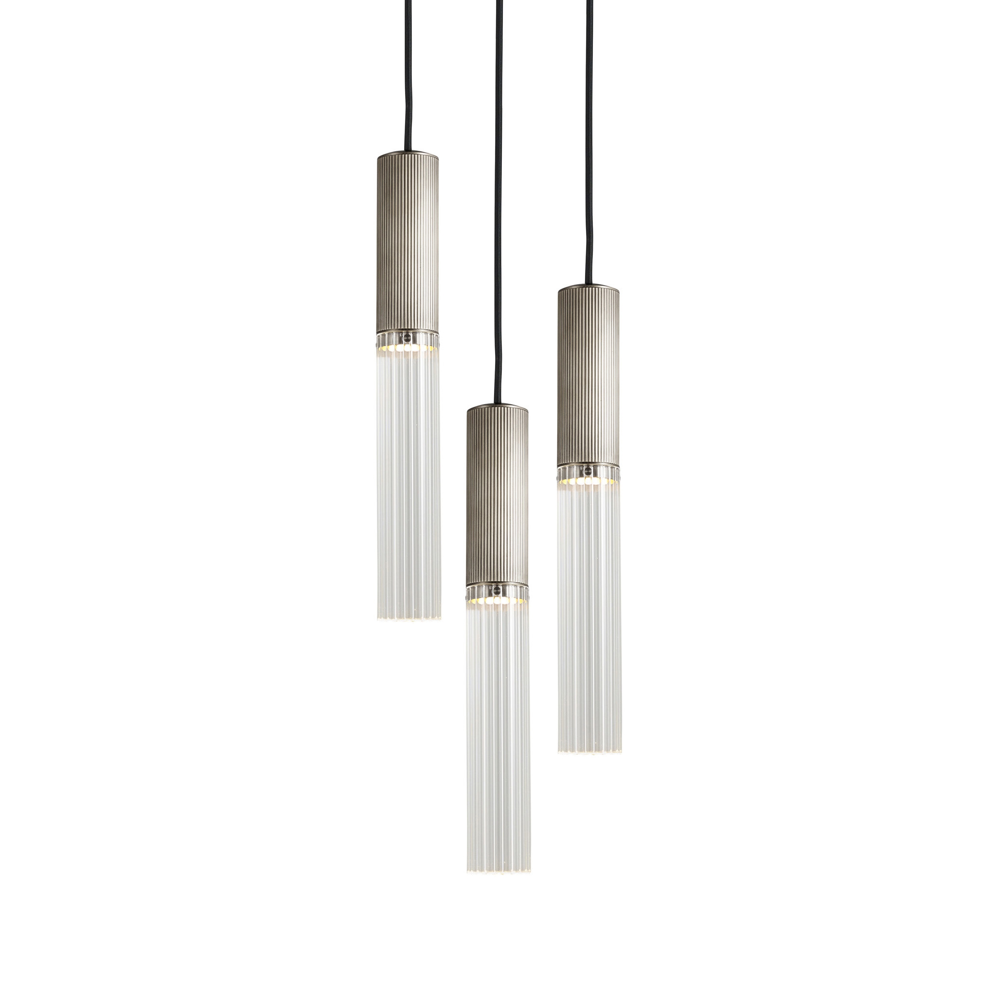 Flume | 50 Pendant - 3 Drop Grouping - Satin Nickel