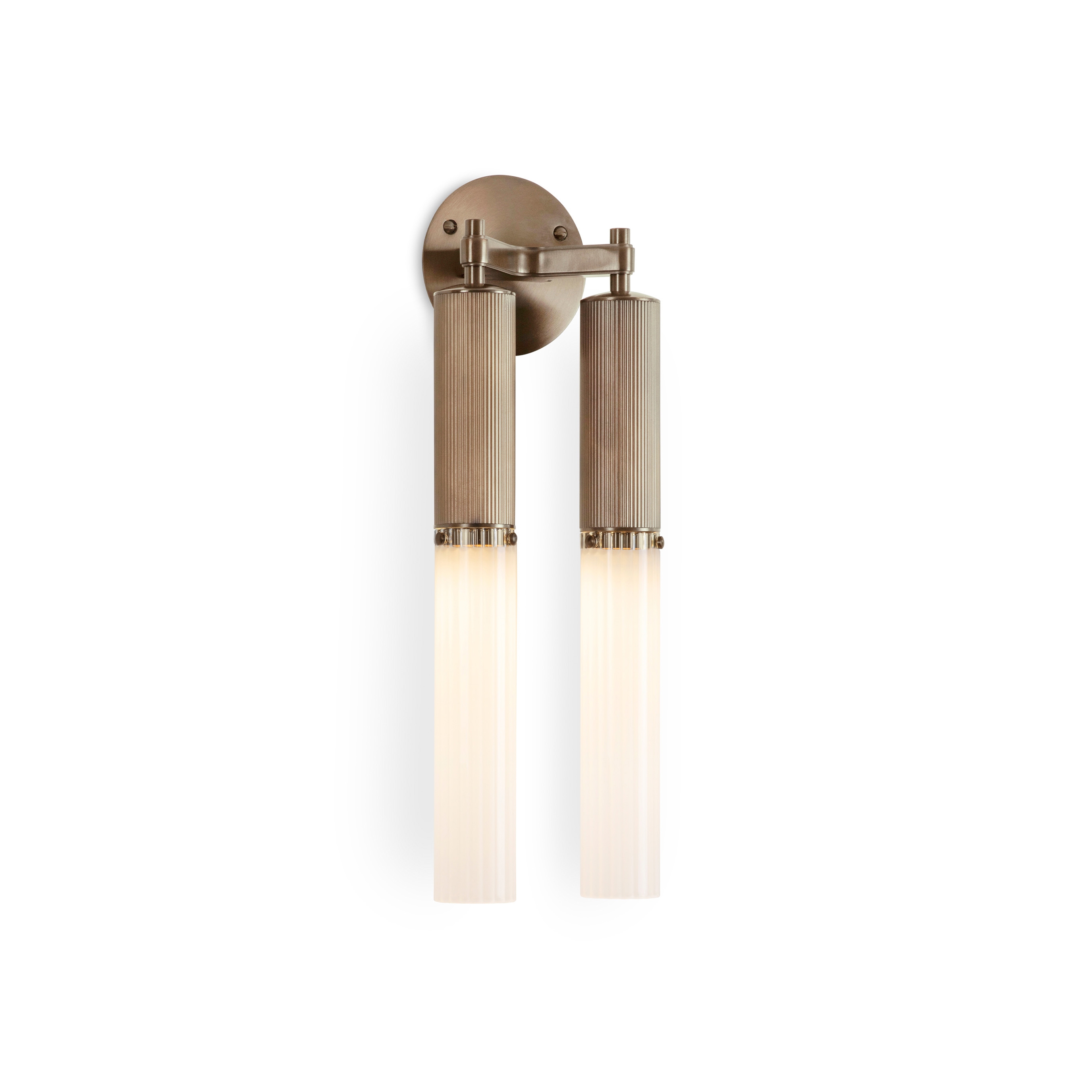 Flume | Double Wall Light - Antique Brass & Frosted Glass