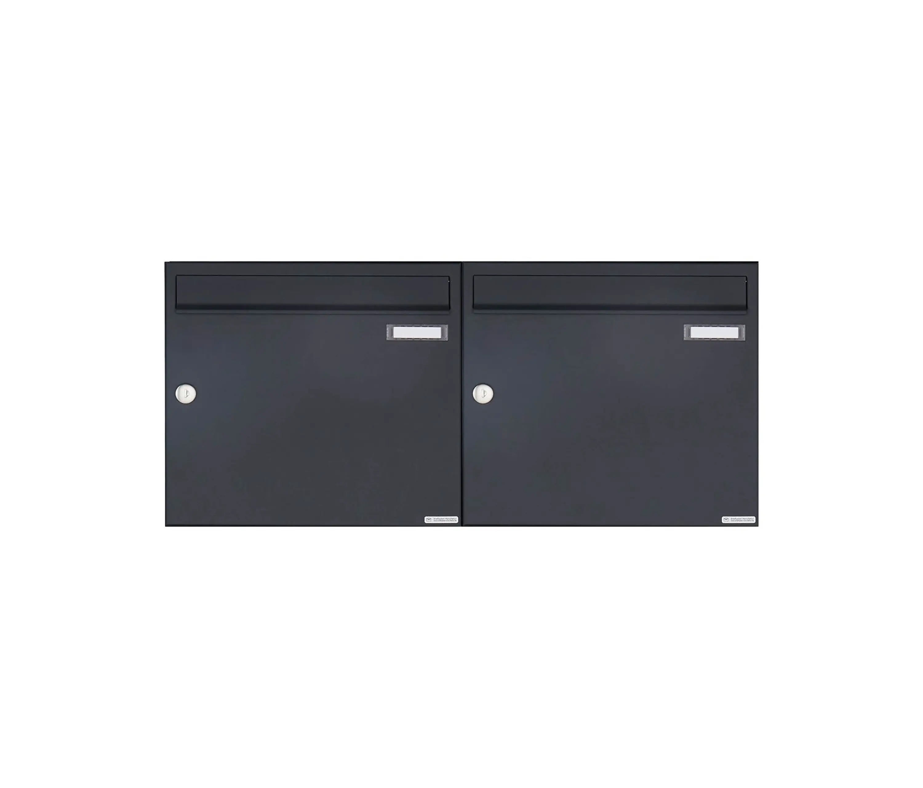 Briefkasten Manufaktur - Basic | 2er 1x2 Aufputz Briefkasten Design BASIC 382A AP - RAL 7016 anthrazitgrau 100mm Tiefe