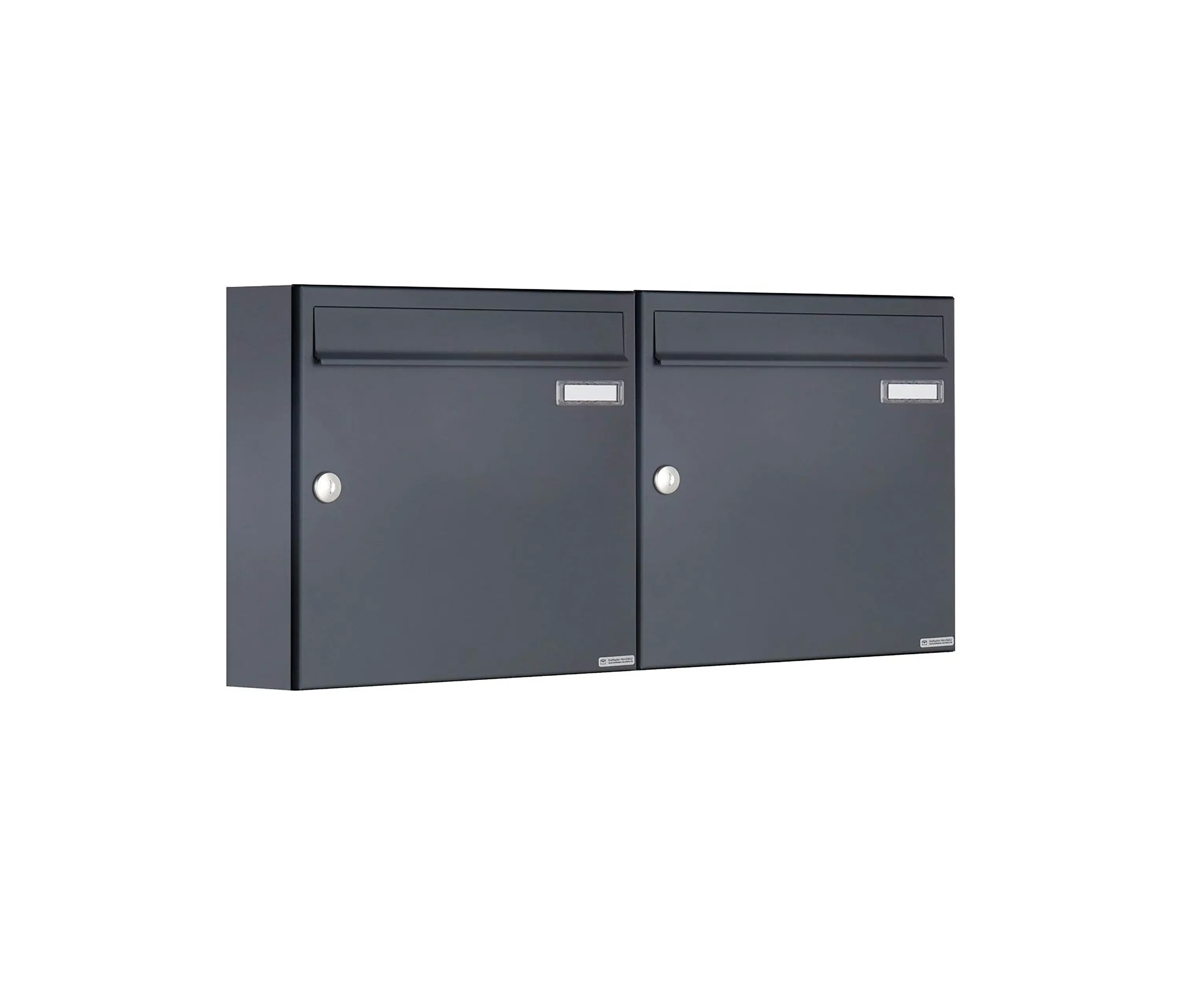 Briefkasten Manufaktur - Basic | 2er 1x2 Aufputz Briefkasten Design BASIC 382A AP - RAL 7016 anthrazitgrau 100mm Tiefe