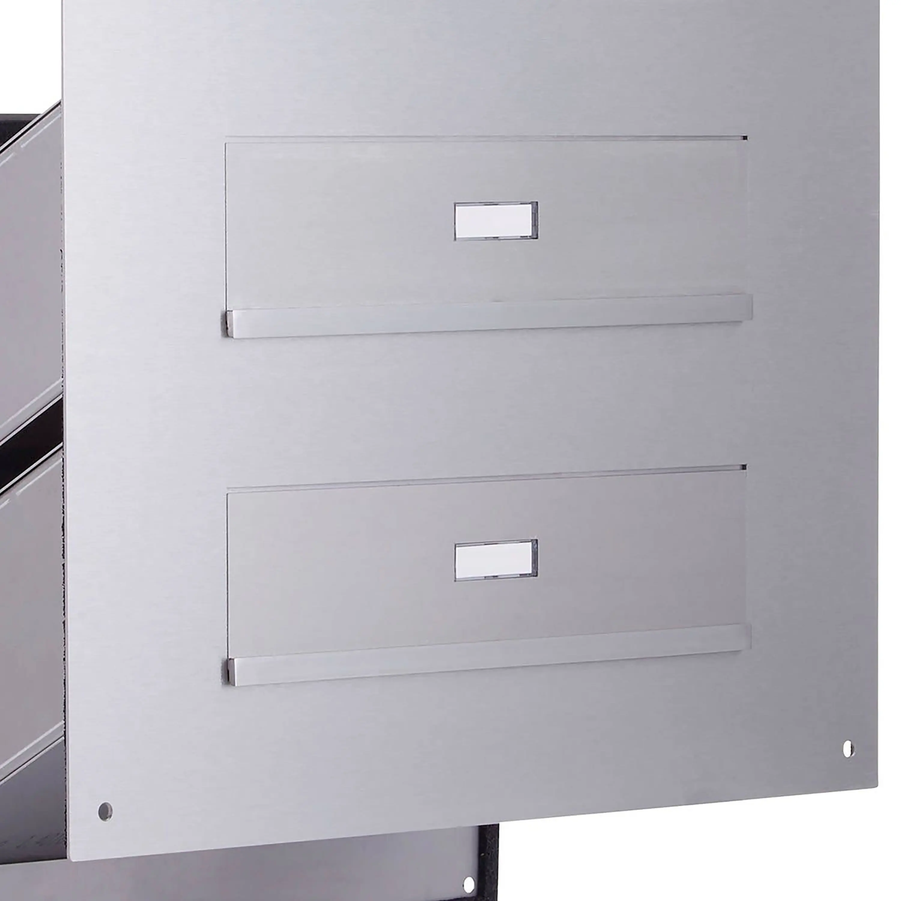 Briefkasten Manufaktur - Designer | 2er Edelstahl Mauerdurchwurf Briefkasten Designer Modell - GIRA System 106 - 3-fach vorbereitet