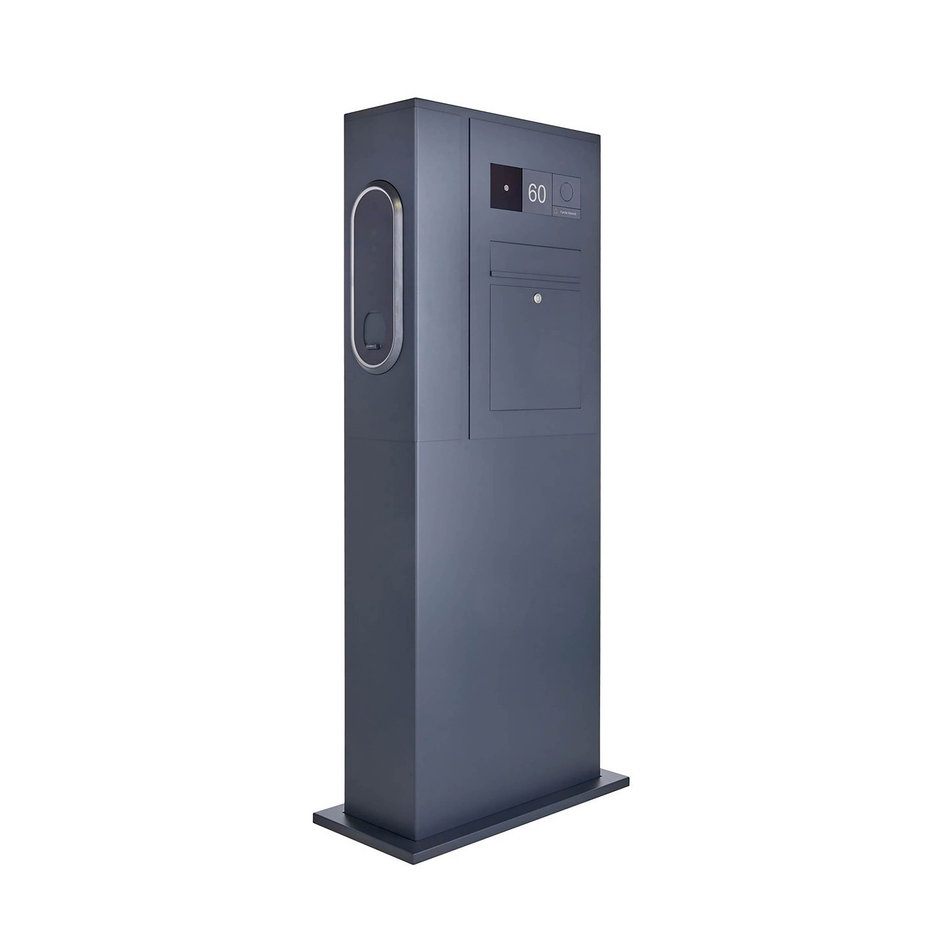 Display product Designer | Briefkasten Ladesäule Designer BIG mit Innogy eBox smart - RAL - GIRA System 106 - VIDEO Komplettset Rechts RAL 7016 anthrazitgrau feinstruktur matt from manufacturer Briefkasten Manufaktur