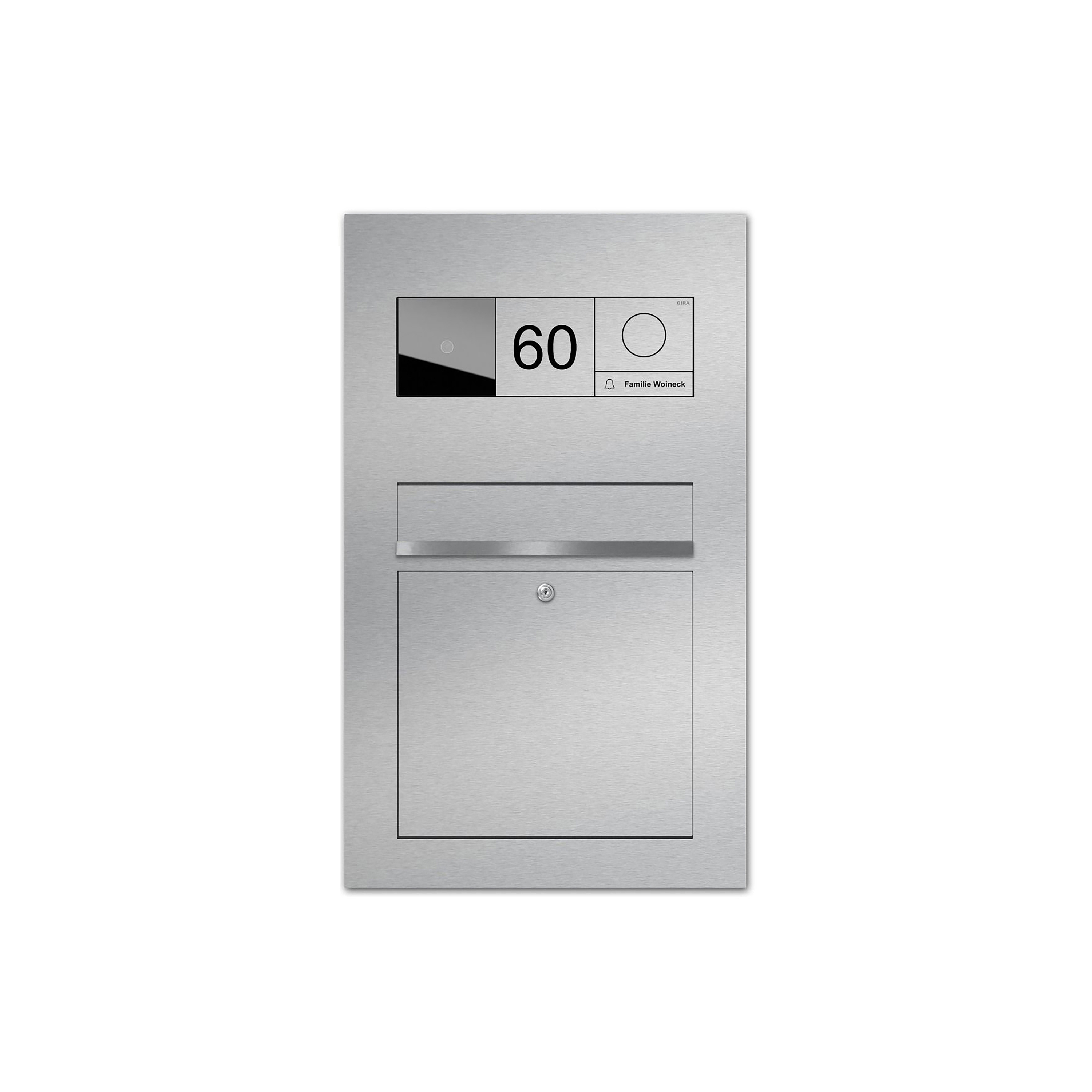 Display product Designer | Edelstahl Briefkasten Designer BIG - GIRA System 106 - Video- Sprechanlage - VIDEO Komplettset Einputz- bzw. Unterputzvariante 100mm from manufacturer Briefkasten Manufaktur
