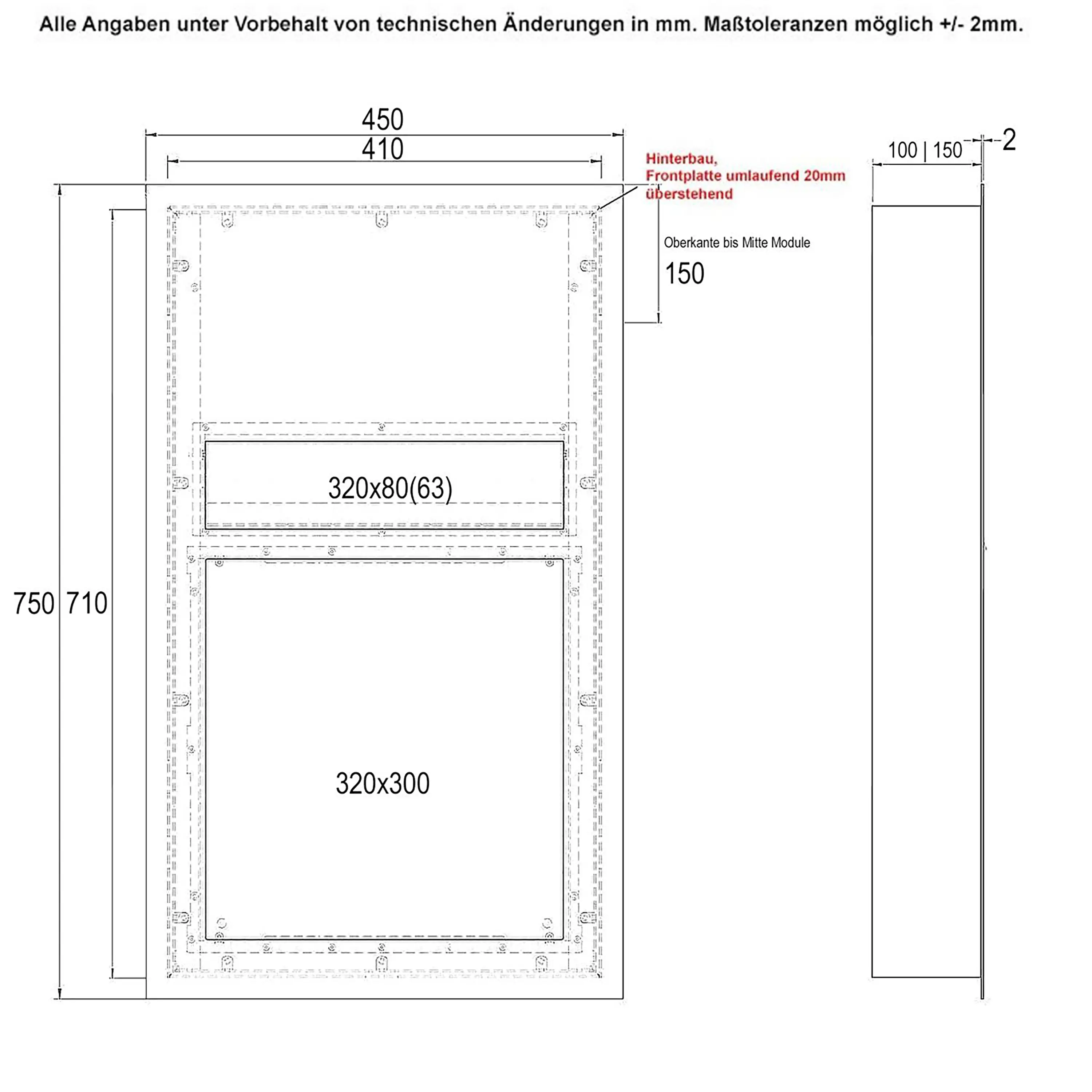 Briefkasten Manufaktur - Designer | Edelstahl Briefkasten Designer BIG - GIRA System 106 - Video- Sprechanlage - VIDEO Komplettset Einputz- bzw. Unterputzvariante 100mm