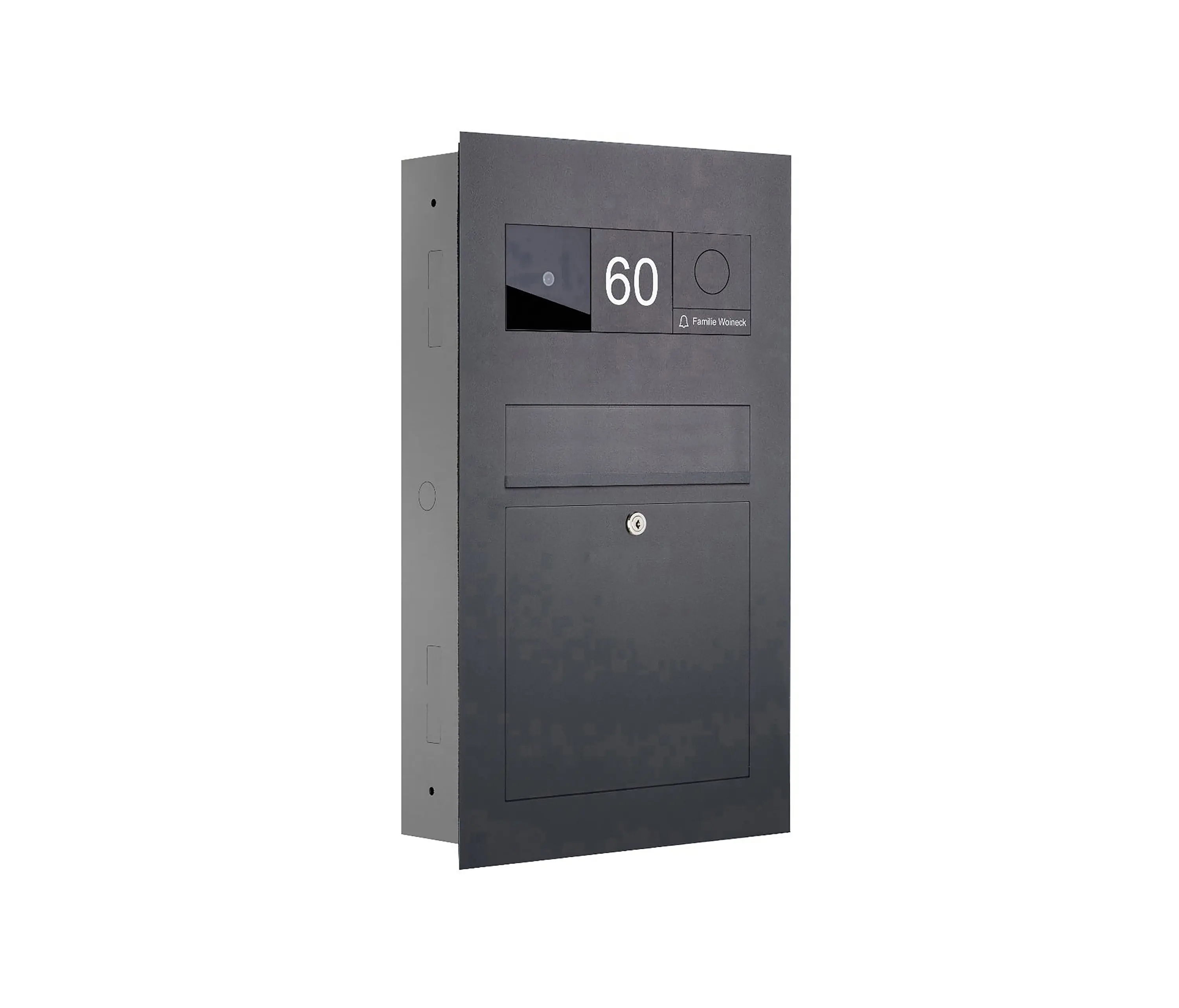 Briefkasten Manufaktur - Designer | Edelstahl Briefkasten Designer BIG - RAL nach Wahl - GIRA System 106 - 3-fach vorbereitet Einputz- bzw. Unterputzvariante 100mm RAL 7016 anthrazitgrau feinstruktur matt