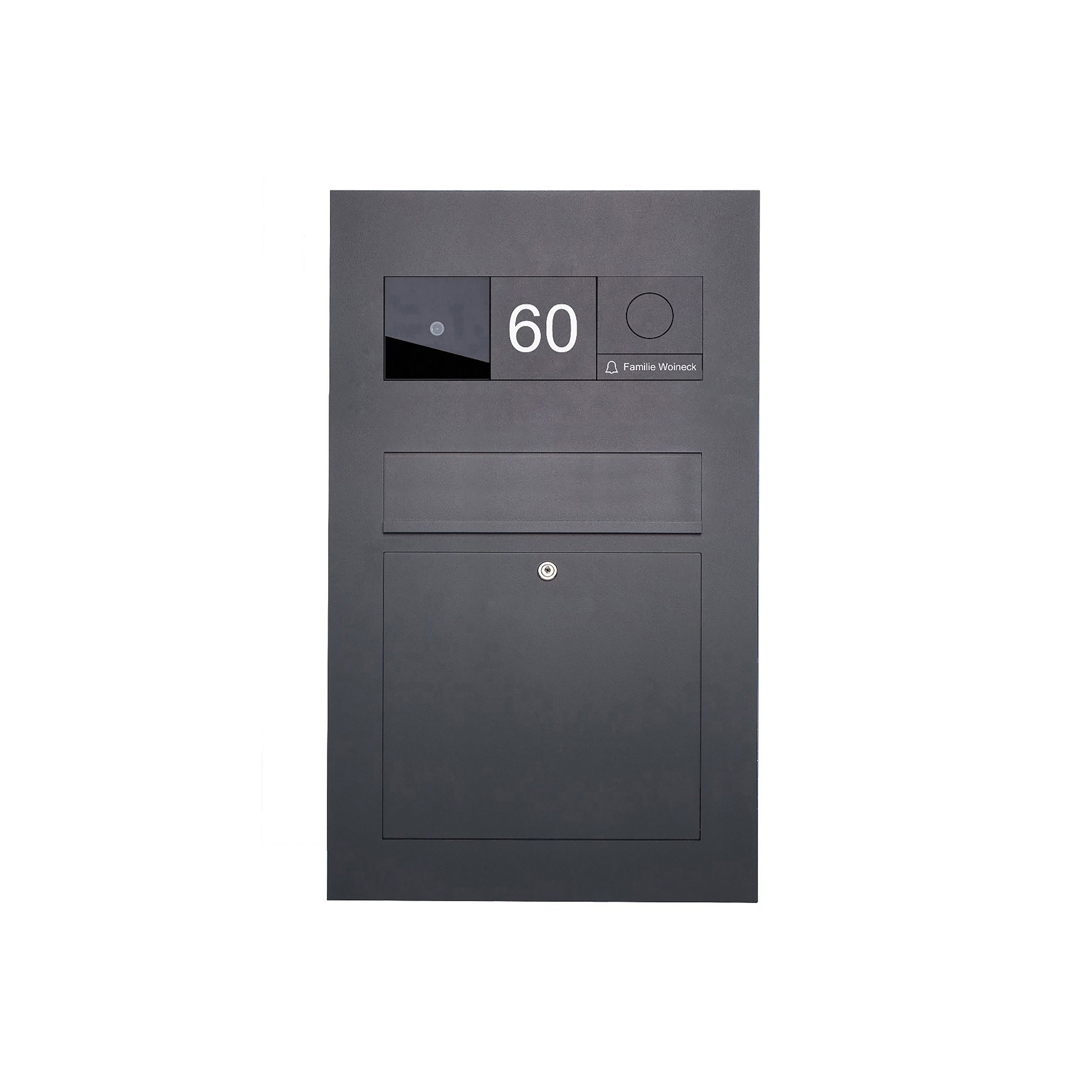 Designer | Edelstahl Briefkasten Designer BIG - RAL nach Wahl - GIRA System 106 - VIDEO Komplettset Einputz- bzw. Unterputzvariante 100mm RAL 7016 anthrazitgrau feinstruktur matt