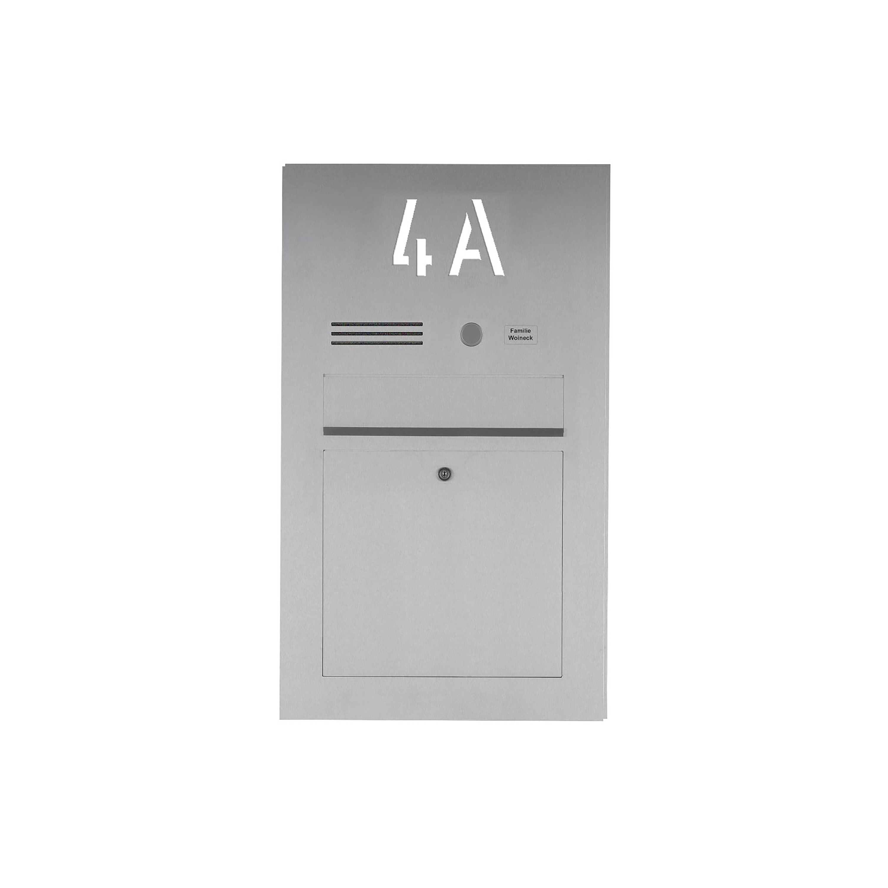 Display product Designer | Edelstahl Briefkasten Designer BIG mit Hausnummer, hinterbeleuchtet - INDIVIDUELL Einputz- bzw. Unterputzvariante 100mm from manufacturer Briefkasten Manufaktur