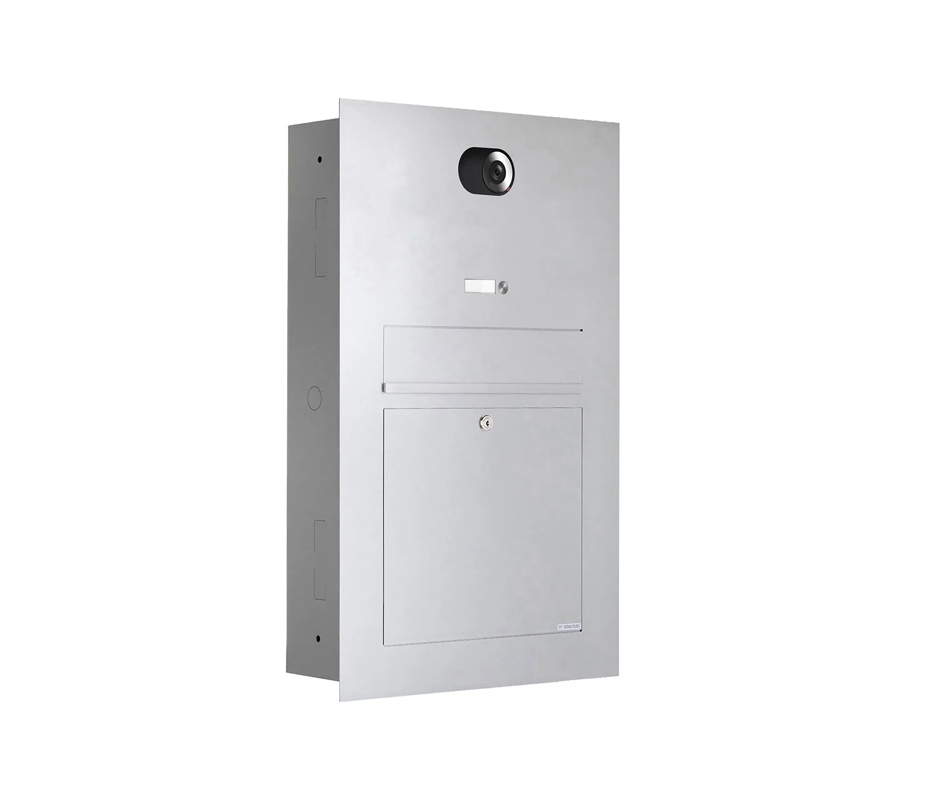 Briefkasten Manufaktur - Designer | Edelstahl Briefkasten Designer Modell BIG - Comelit VIDEO Komplettset Wifi Einputz- bzw. Unterputzvariante 100mm
