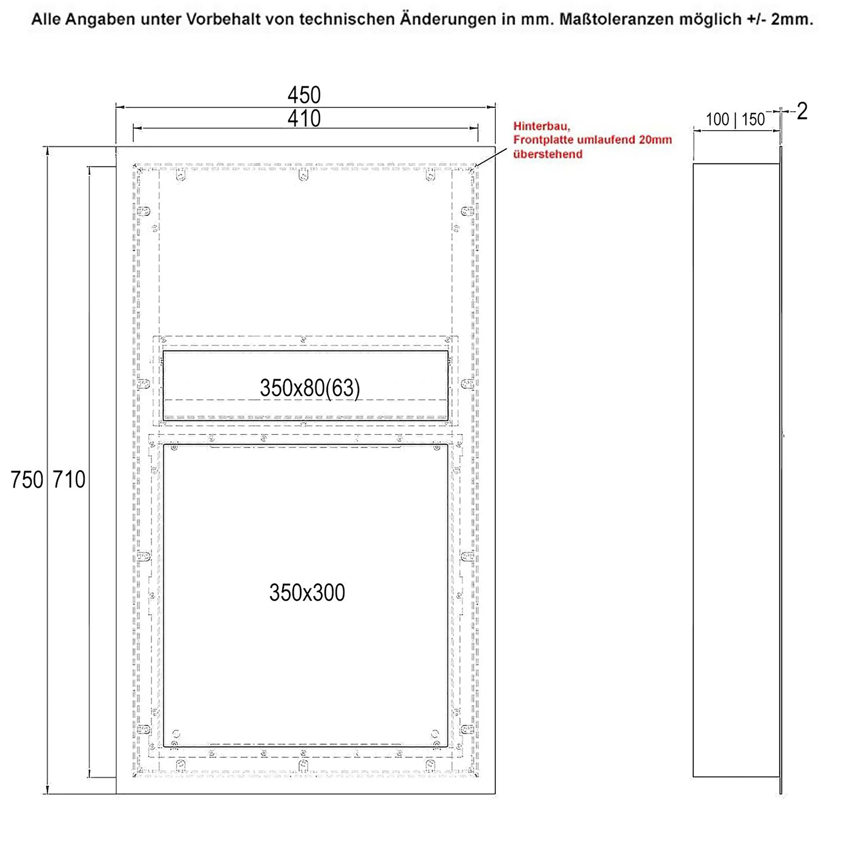 Briefkasten Manufaktur - Designer | Edelstahl Briefkasten Designer Modell BIG - Comelit VIDEO Komplettset Wifi Einputz- bzw. Unterputzvariante 100mm