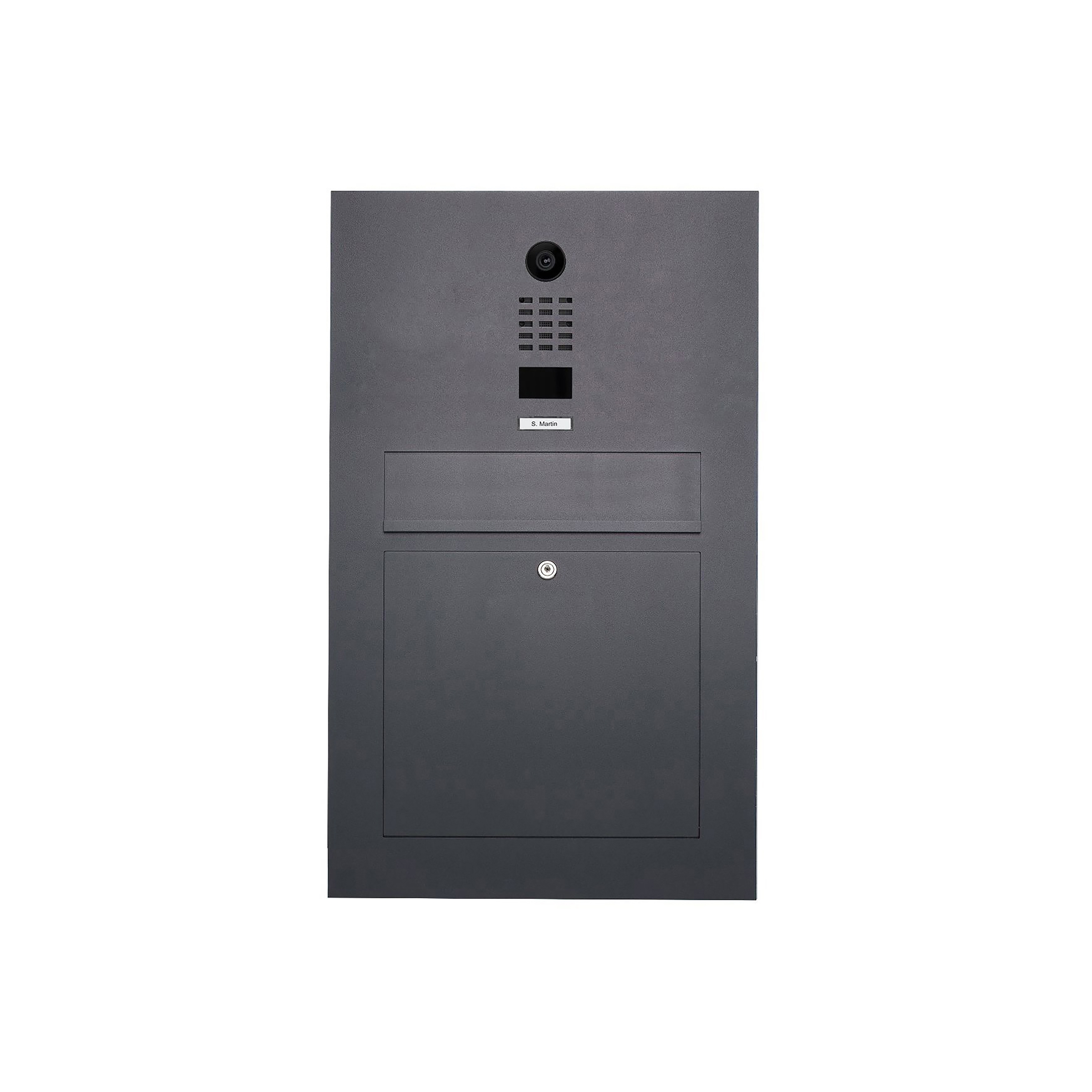 Designer | Edelstahl Briefkasten Designer Modell BIG mit DoorBird Video- Sprechanlage - RAL nach Wahl Einputz- bzw. Unterputzvariante 100mm