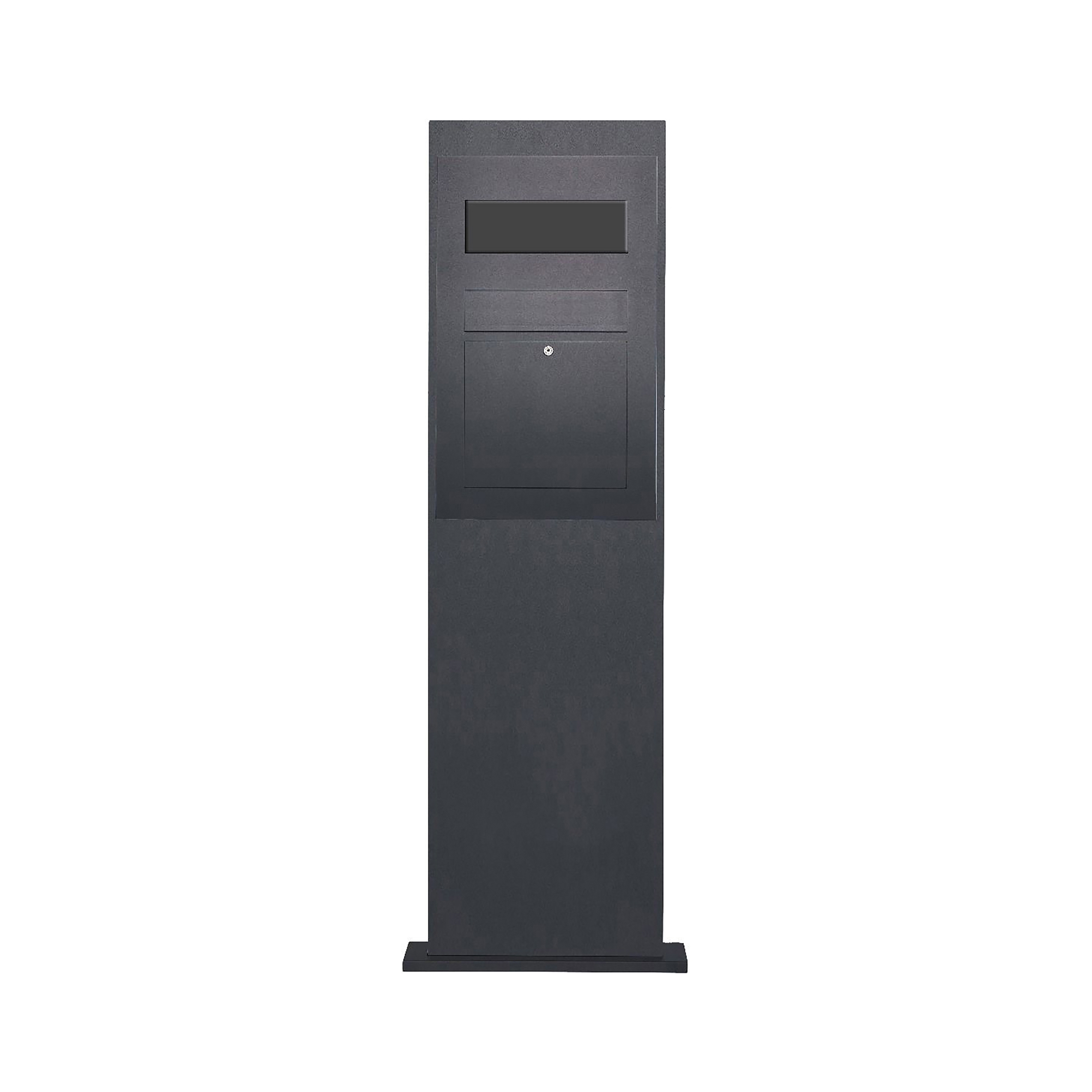 Designer | Edelstahl Briefkastensäule Designer Modell BIG - RAL nach Wahl - GIRA System 106 3-fach vorbereitet RAL 7016 anthrazitgrau feinstruktur matt