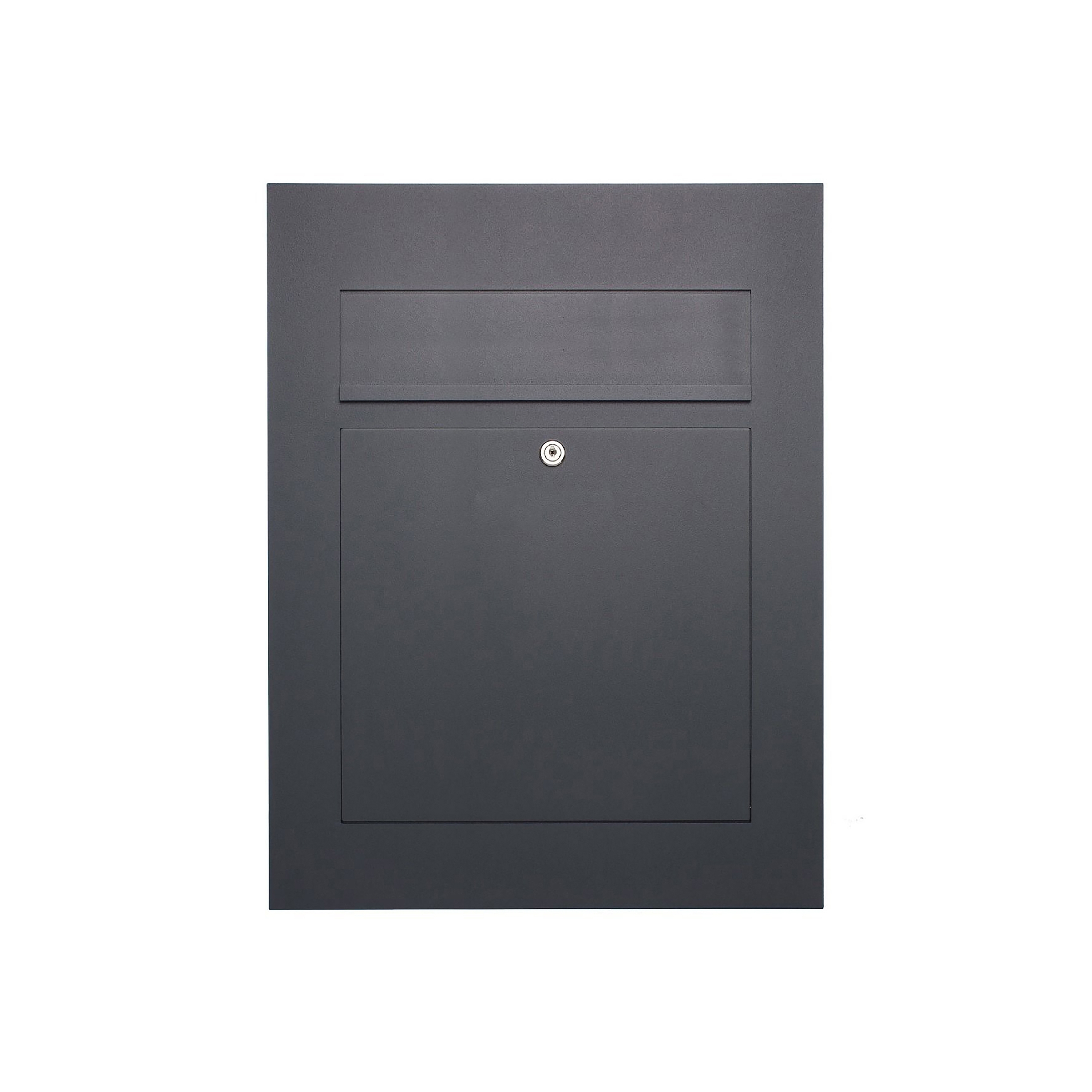 Display product Designer | Edelstahl Design Briefkasten DESIGNER Style BIG pulverbeschichtet Einputz- bzw. Unterputzvariante 100mm RAL 7016 anthrazitgrau feinstruktur matt from manufacturer Briefkasten Manufaktur