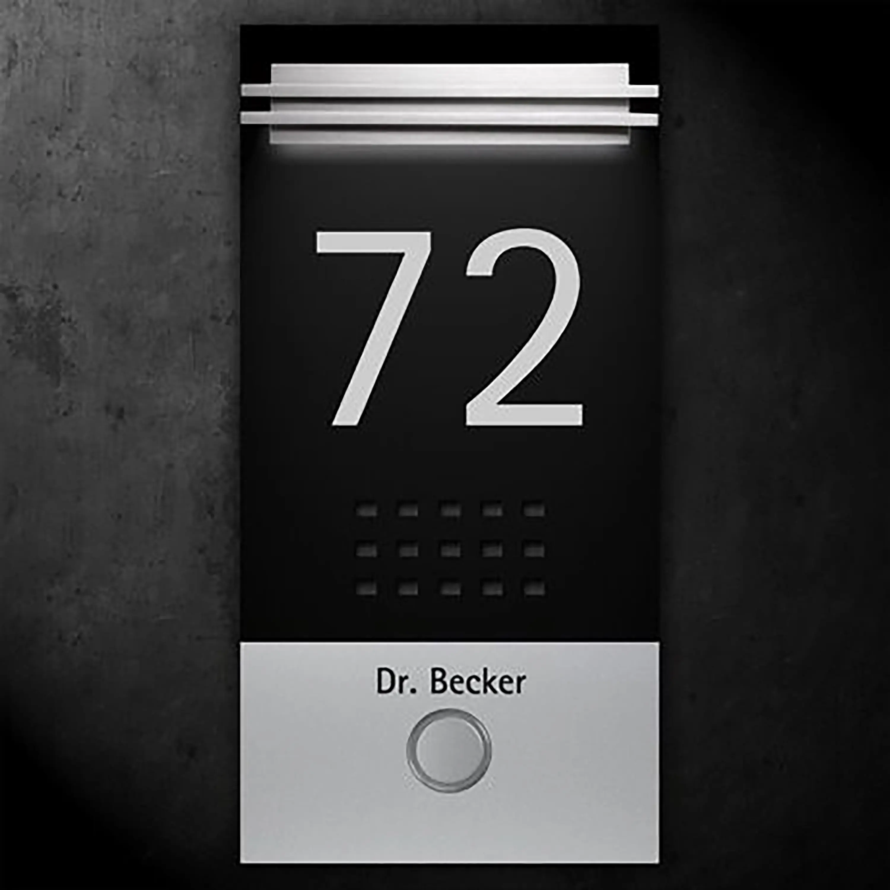 Briefkasten Manufaktur - Designer | Edelstahl Klingel Stele DESIGNER ST-R in Titanoptik mit LED Leuchte