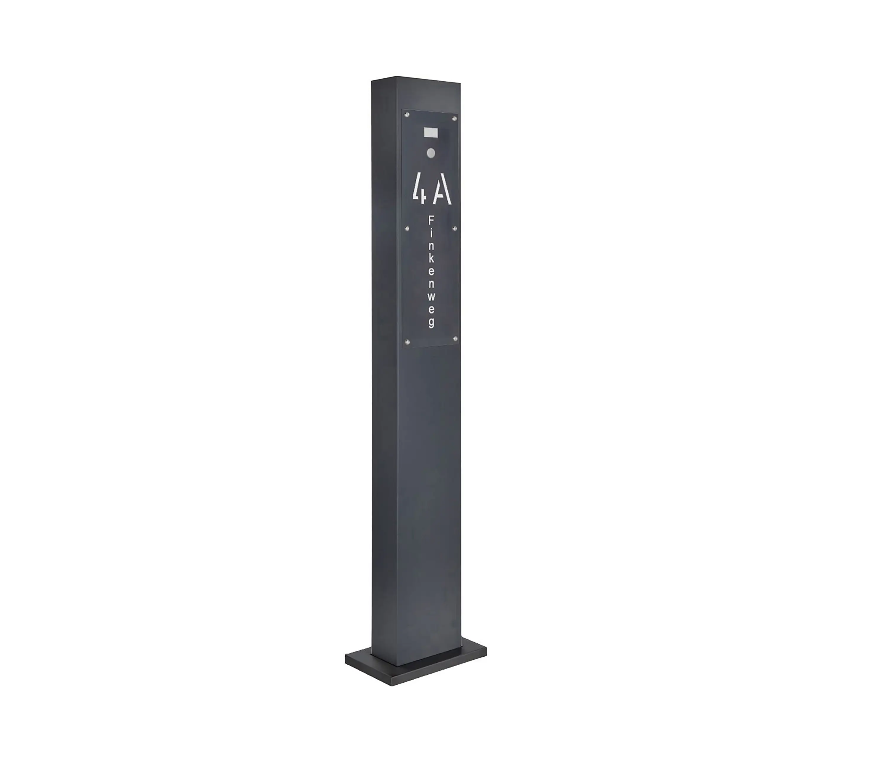 Briefkasten Manufaktur - Designer | Edelstahl Klingelstele Designer - RAL nach Wahl - Hausnummer und Straße hinterbeleuchtet 160 cm