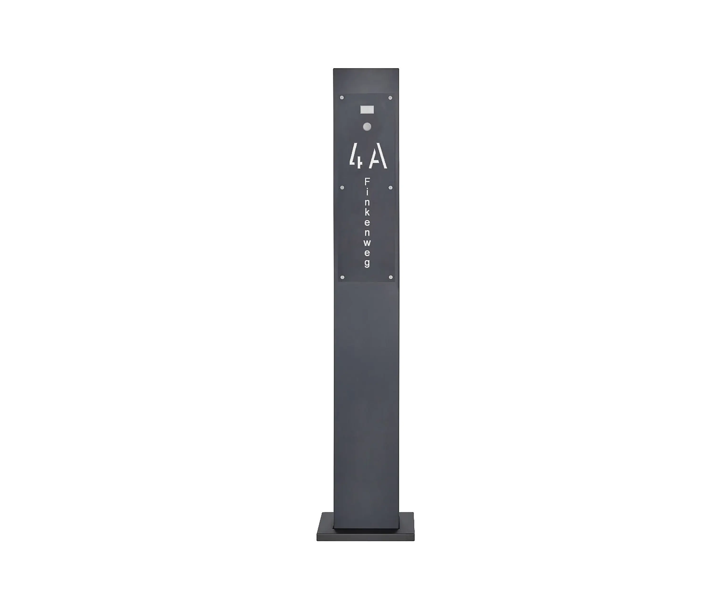 Briefkasten Manufaktur - Designer | Edelstahl Klingelstele Designer - RAL nach Wahl - Hausnummer und Straße hinterbeleuchtet 160 cm