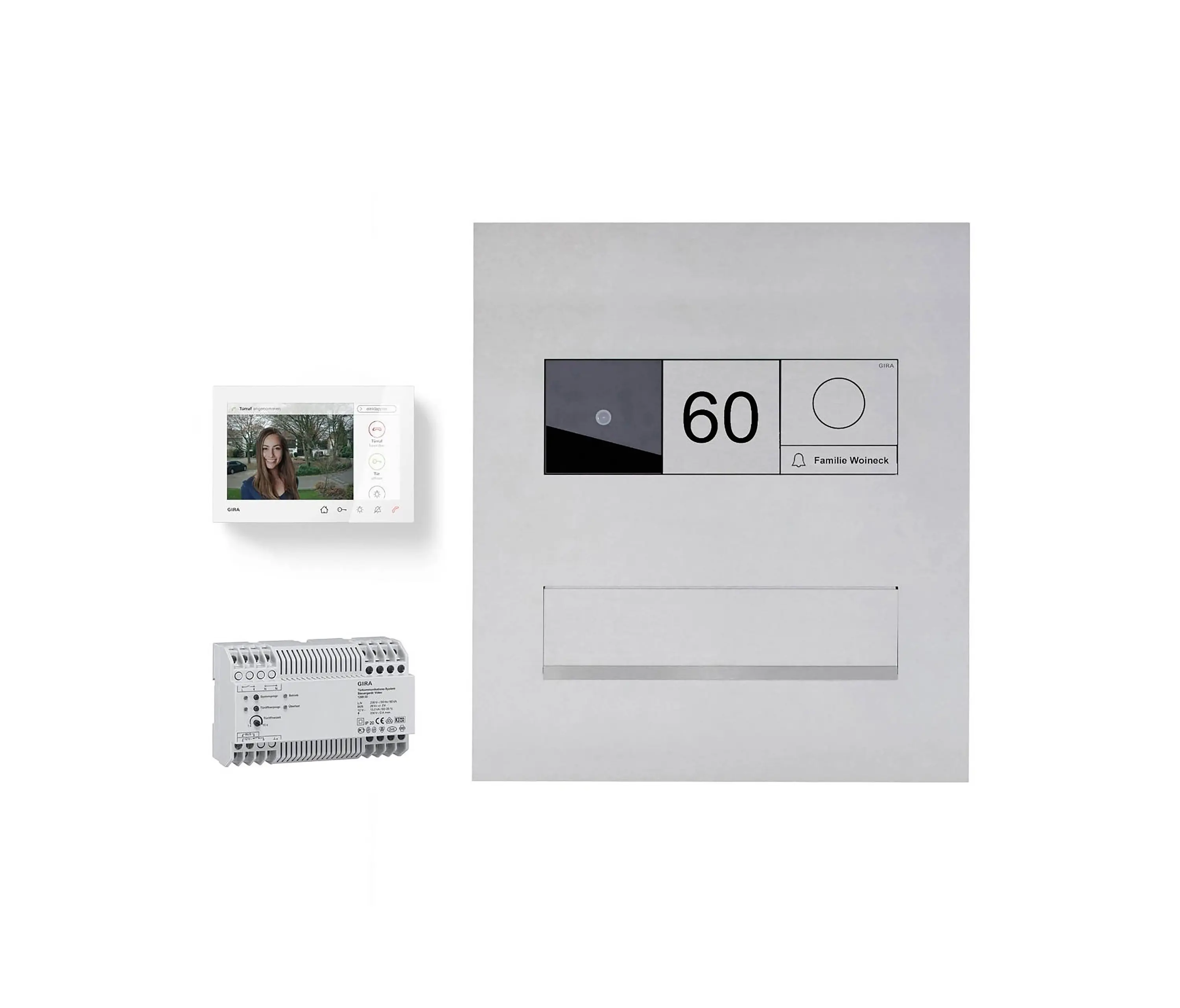 Briefkasten Manufaktur - Designer | Edelstahl Mauerdurchwurf Briefkasten Designer Modell - GIRA System 106 - VIDEO Komplettset