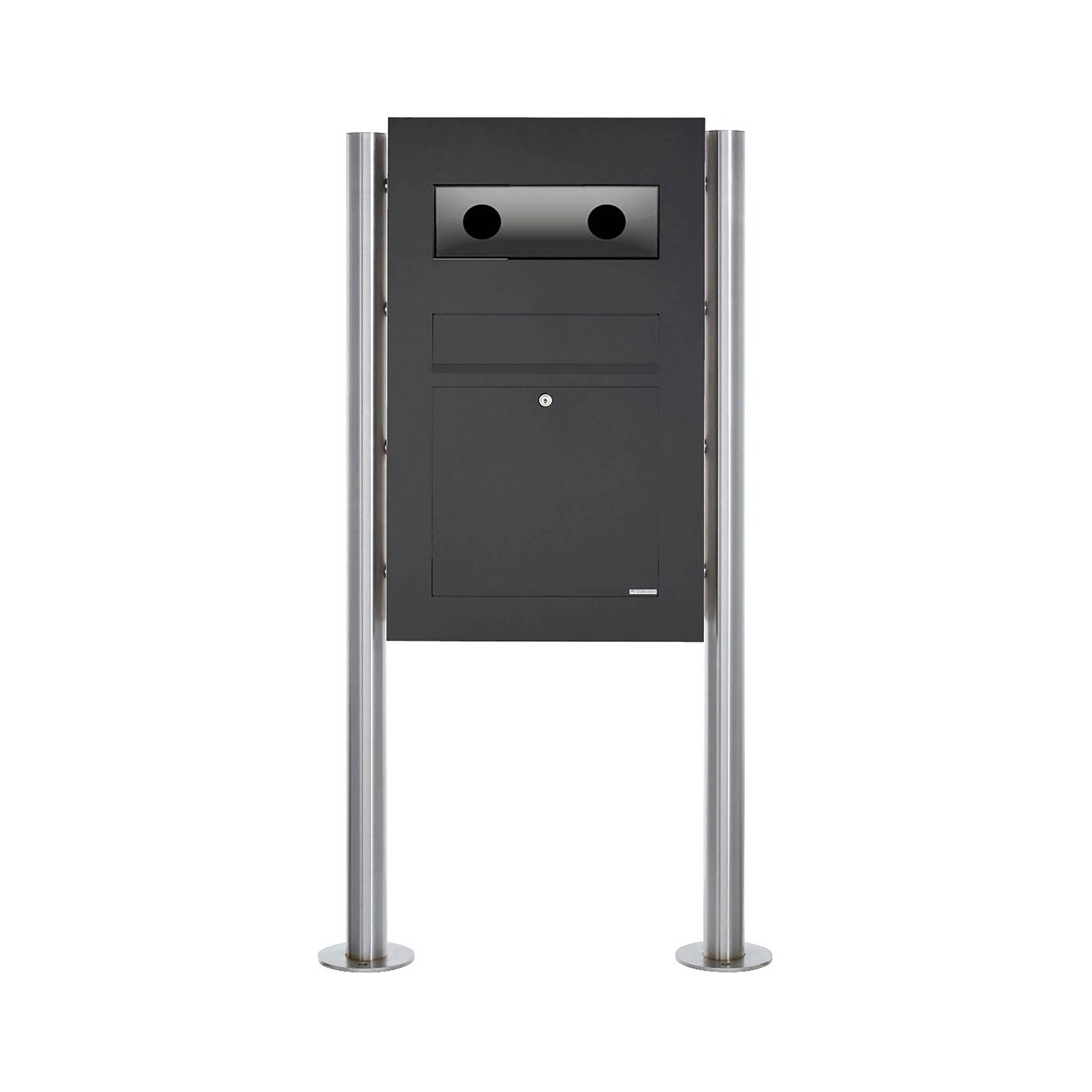 Display product Designer | Edelstahl Standbriefkasten Designer BIG - RAL nach Wahl - GIRA System 106 - 3-fach vorbereitet RAL 7016 anthrazitgrau feinstruktur matt from manufacturer Briefkasten Manufaktur