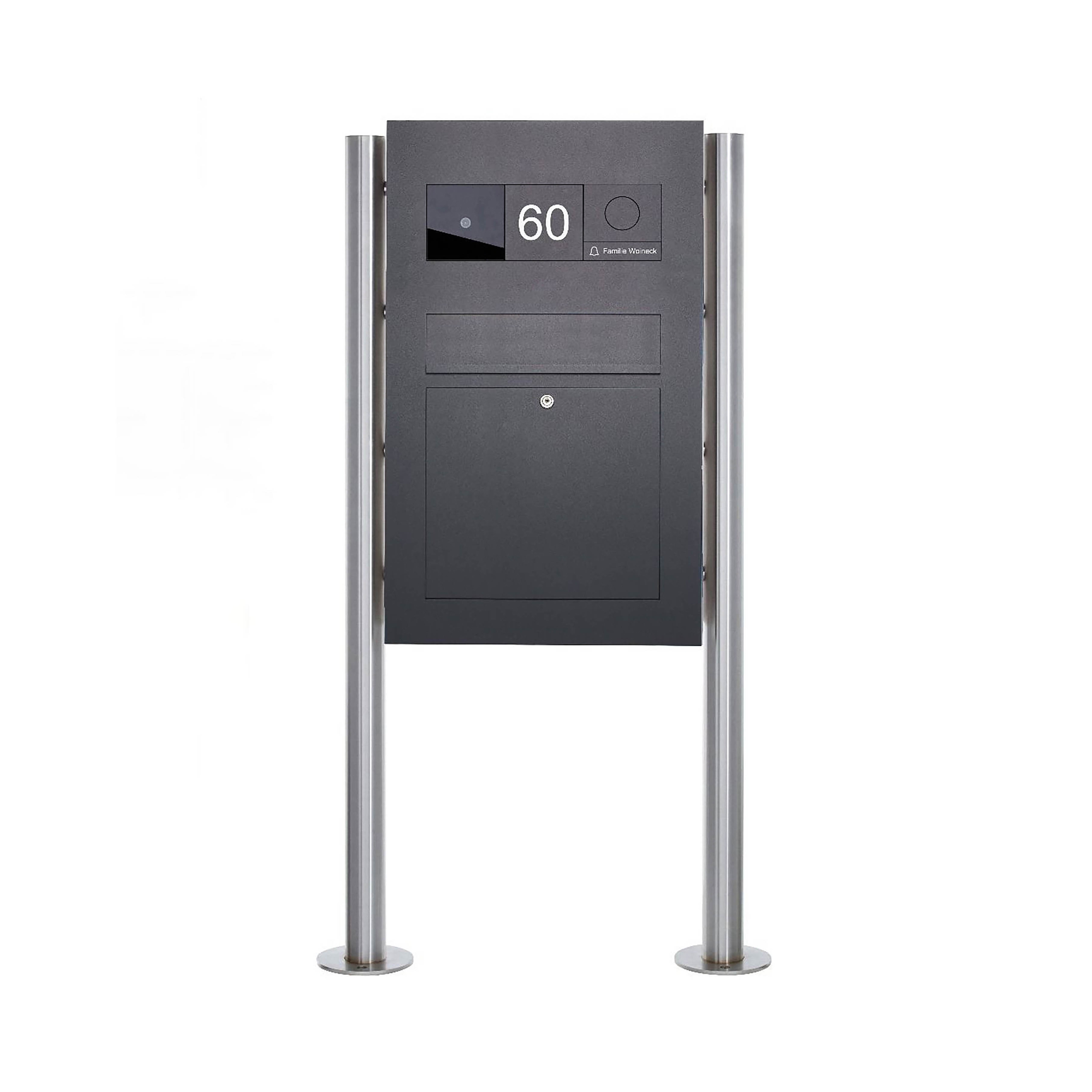 Display product Designer | Edelstahl Standbriefkasten Designer BIG - RAL nach Wahl - GIRA System 106 - VIDEO Komplettset RAL 7016 anthrazitgrau feinstruktur matt from manufacturer Briefkasten Manufaktur