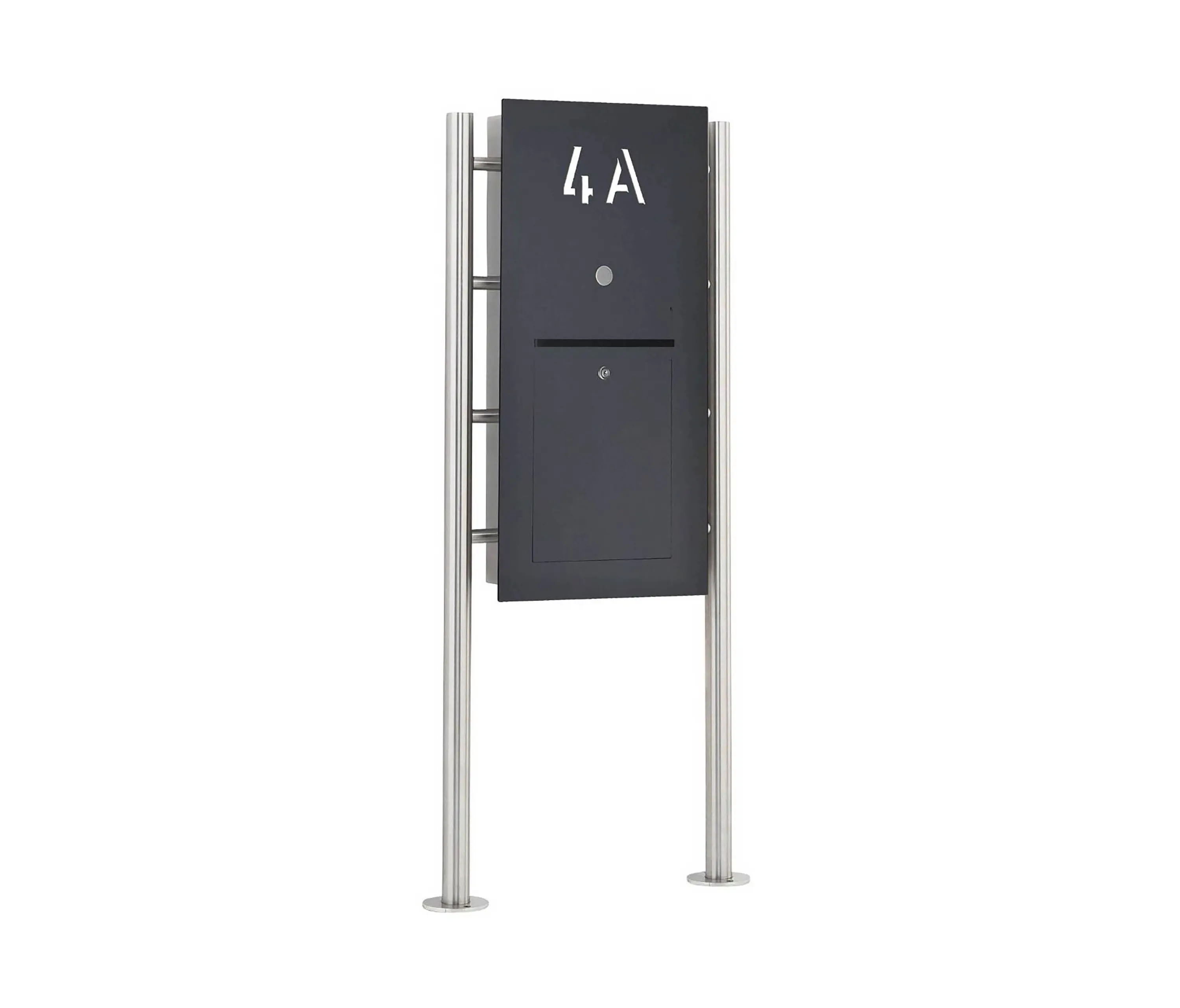 Briefkasten Manufaktur - Designer | Edelstahl Standbriefkasten Designer ST-R - Hausnummer hinterbeleuchtet - RAL nach Wahl - INDIVIDUELL