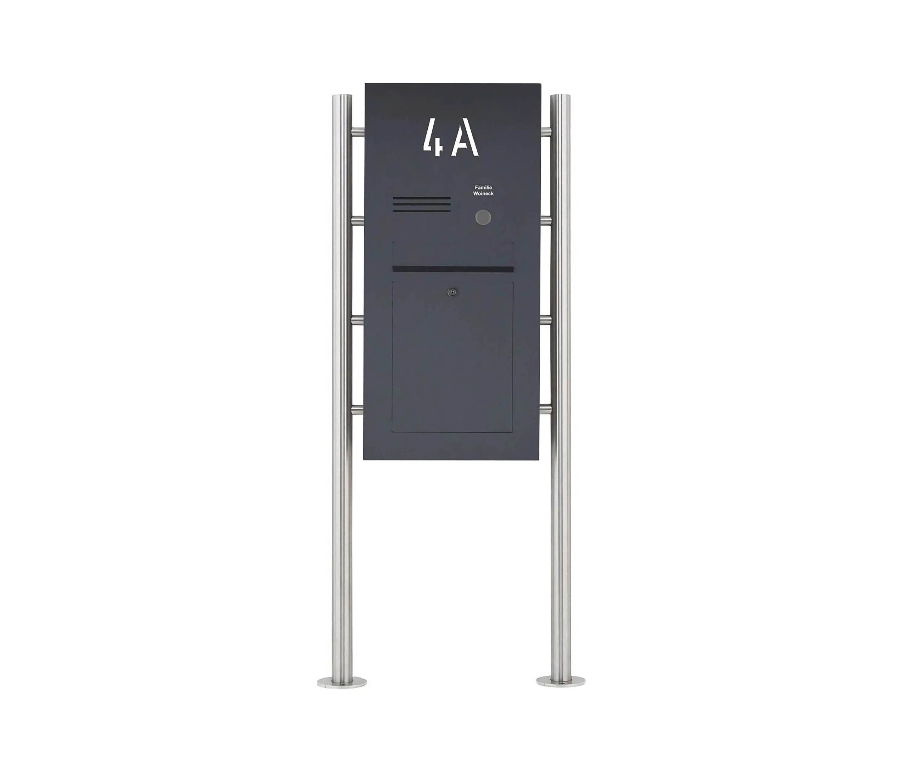 Briefkasten Manufaktur - Designer | Edelstahl Standbriefkasten Designer ST-R - Hausnummer hinterbeleuchtet - RAL nach Wahl - INDIVIDUELL