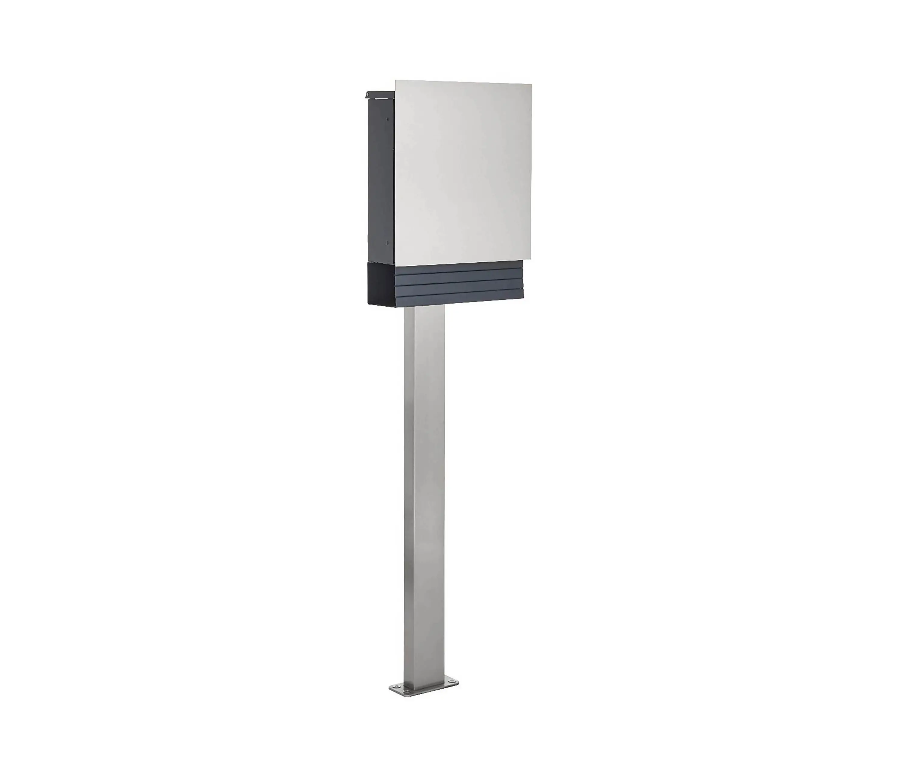 Briefkasten Manufaktur - Schiller | Design Standbriefkasten & Zeitungsfach SCHILLER SMALL VA7016 - Edelstahl V2A & RAL 7016