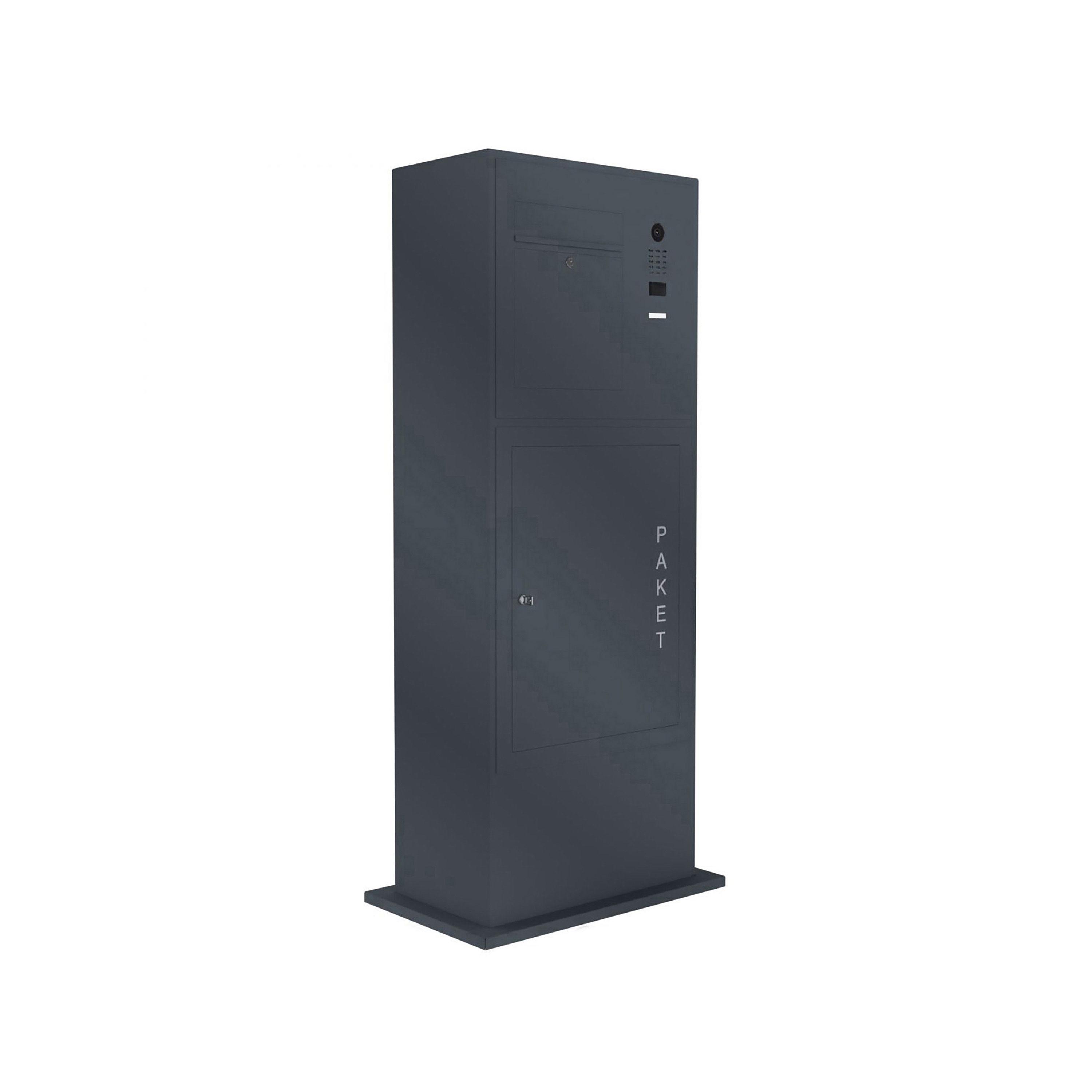 Display product Designer | Edelstahl Paketstele mit Briefkasten Designer BIG - DoorBird Video- Sprechanlage - RAL nach Wahl Rechts from manufacturer Briefkasten Manufaktur