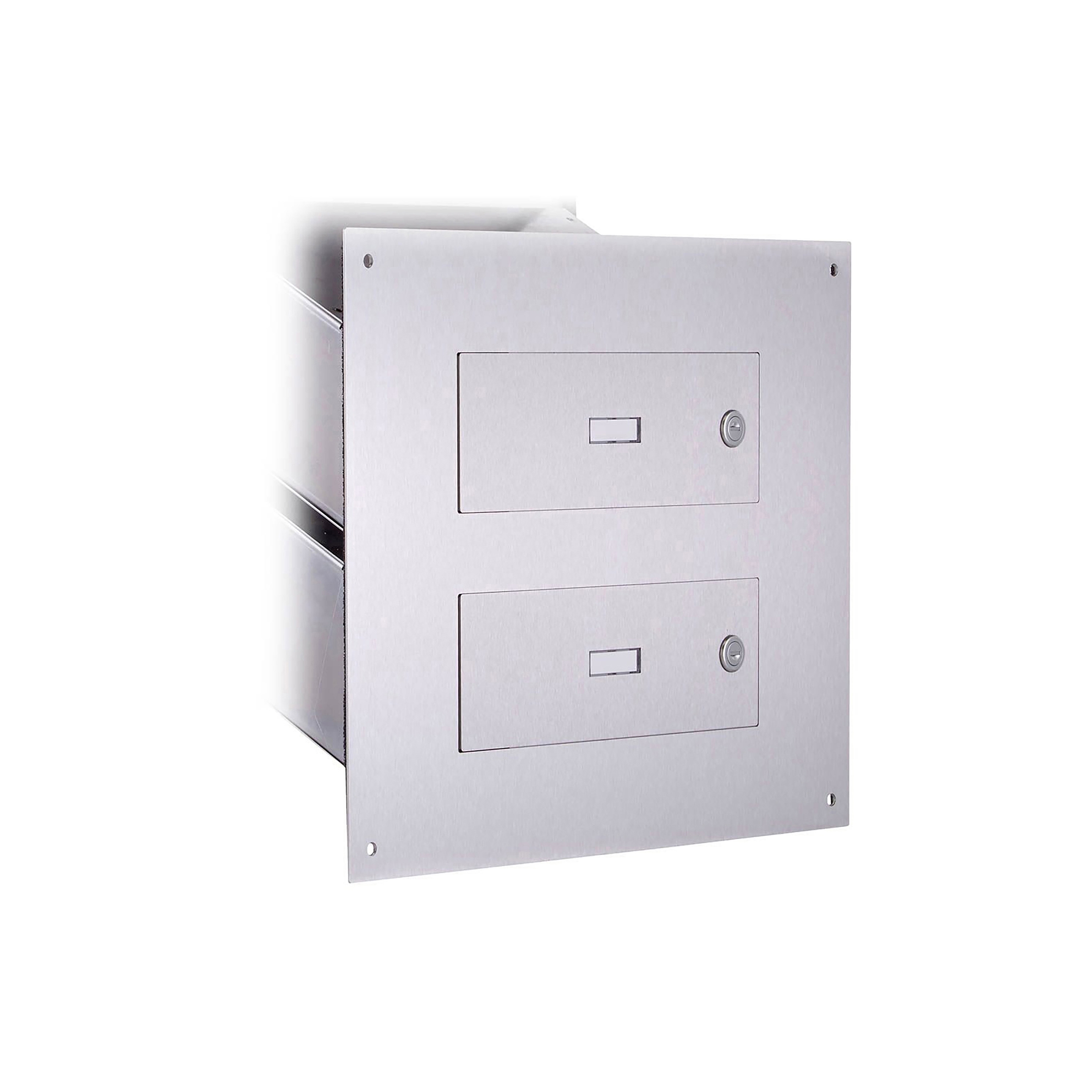 Display product Designer | 2er Edelstahl Mauerdurchwurf Briefkasten Designer Modell - GIRA System 106 - 3-fach vorbereitet from manufacturer Briefkasten Manufaktur