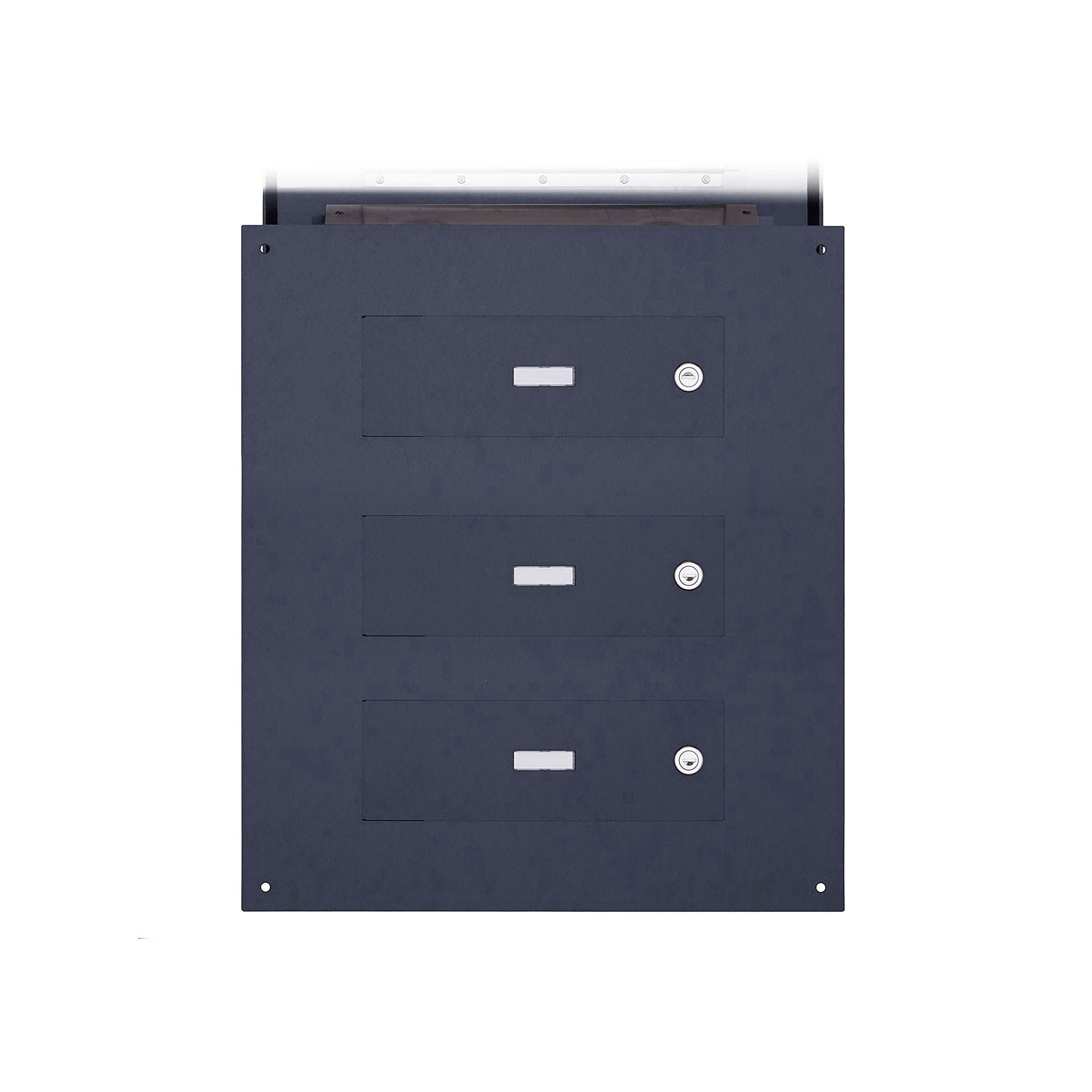 Designer | 3er Edelstahl Mauerdurchwurf Briefkasten DESIGNER Style - RAL nach Wahl
