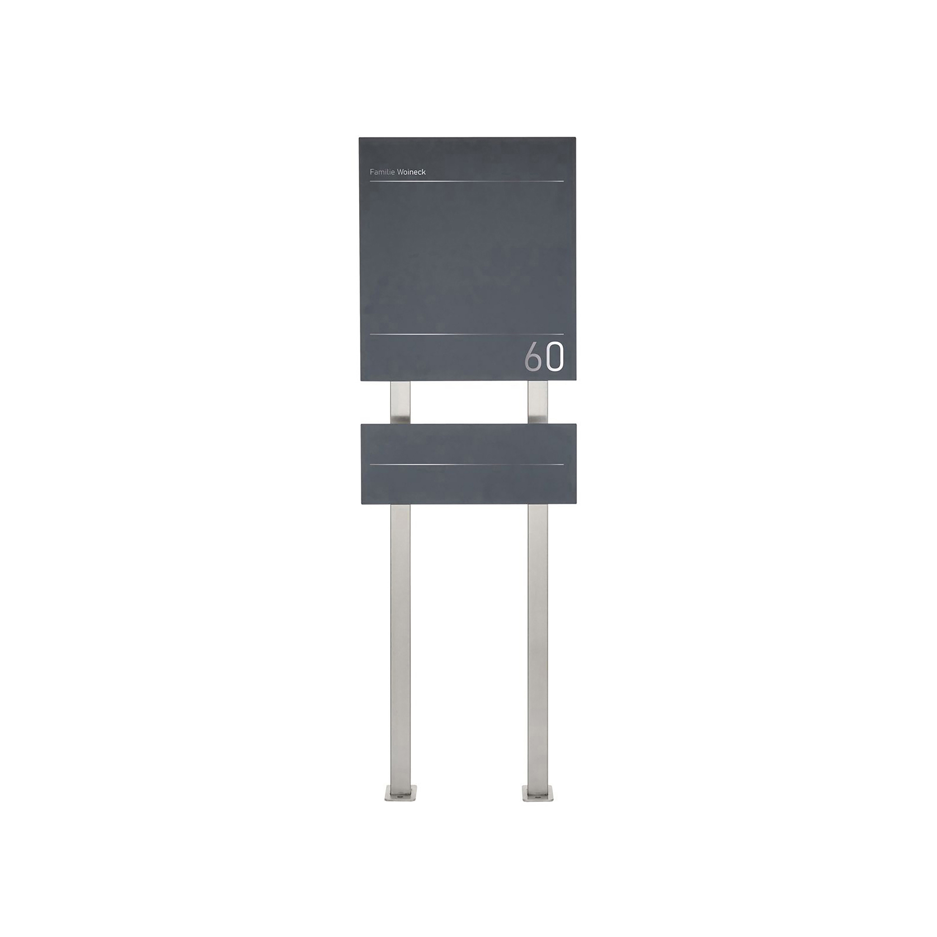 Mostrar el producto Schiller | Design Edelstahl Standbriefkasten SCHILLER MEDIUM Elegance I - Hausnummer - Name - RAL nach Wahl del fabricante Briefkasten Manufaktur
