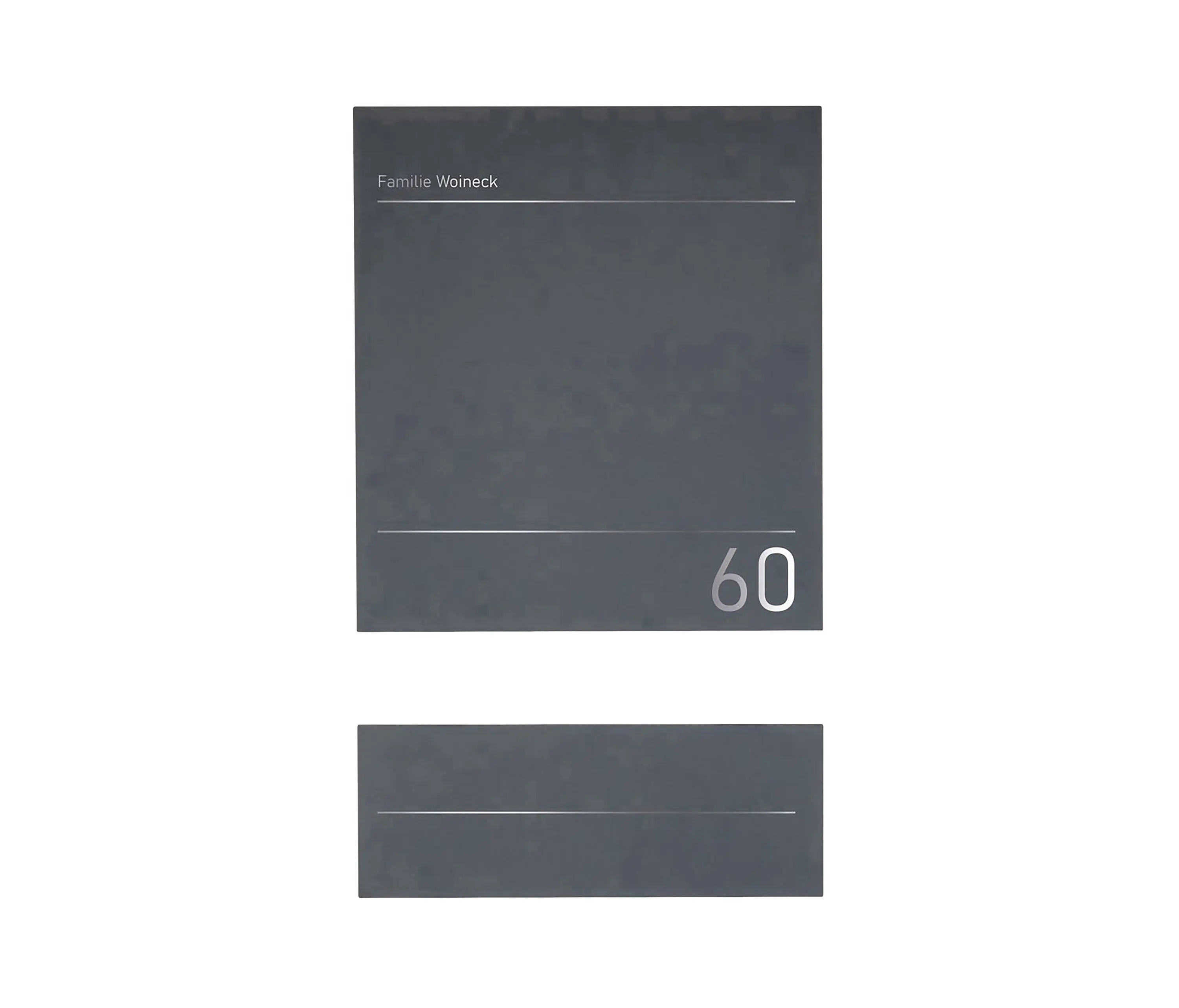 Briefkasten Manufaktur - Schiller | Design Edelstahl Standbriefkasten SCHILLER MEDIUM Elegance I - Hausnummer - Name - RAL nach Wahl