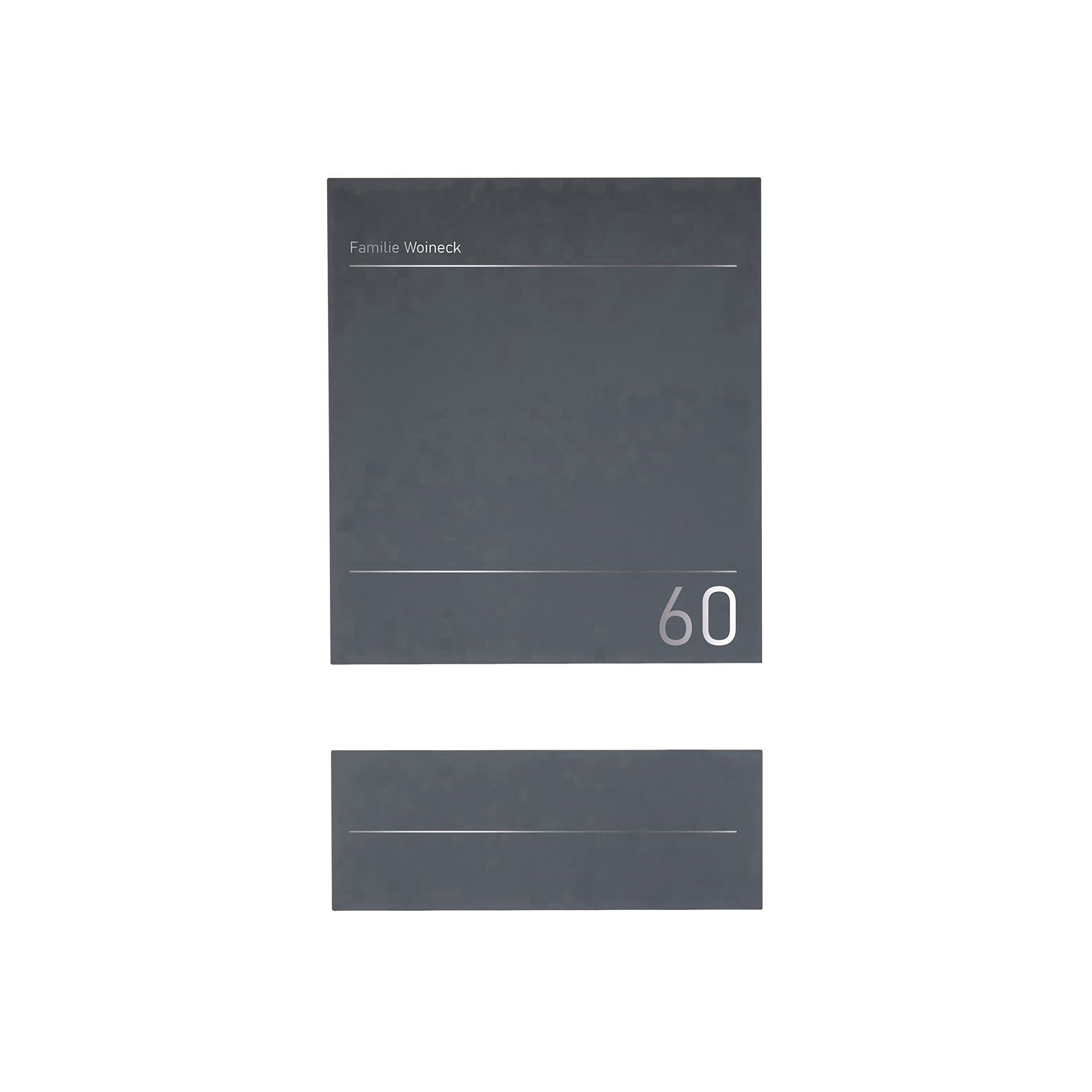 Display product Schiller | Design Edelstahl Standbriefkasten SCHILLER MEDIUM Elegance I - Hausnummer - Name - RAL nach Wahl from manufacturer Briefkasten Manufaktur