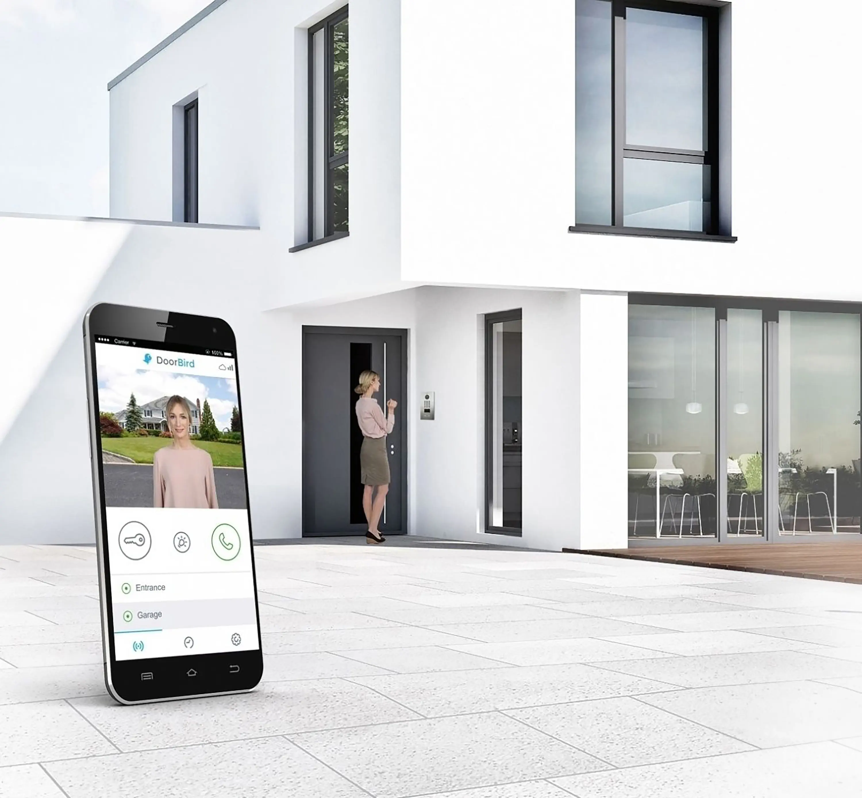 Briefkasten Manufaktur - Designer | Edelstahl Video Stele DESIGNER 529S ST-R Elegance I mit DoorBird D1100E - RAL nach Wahl