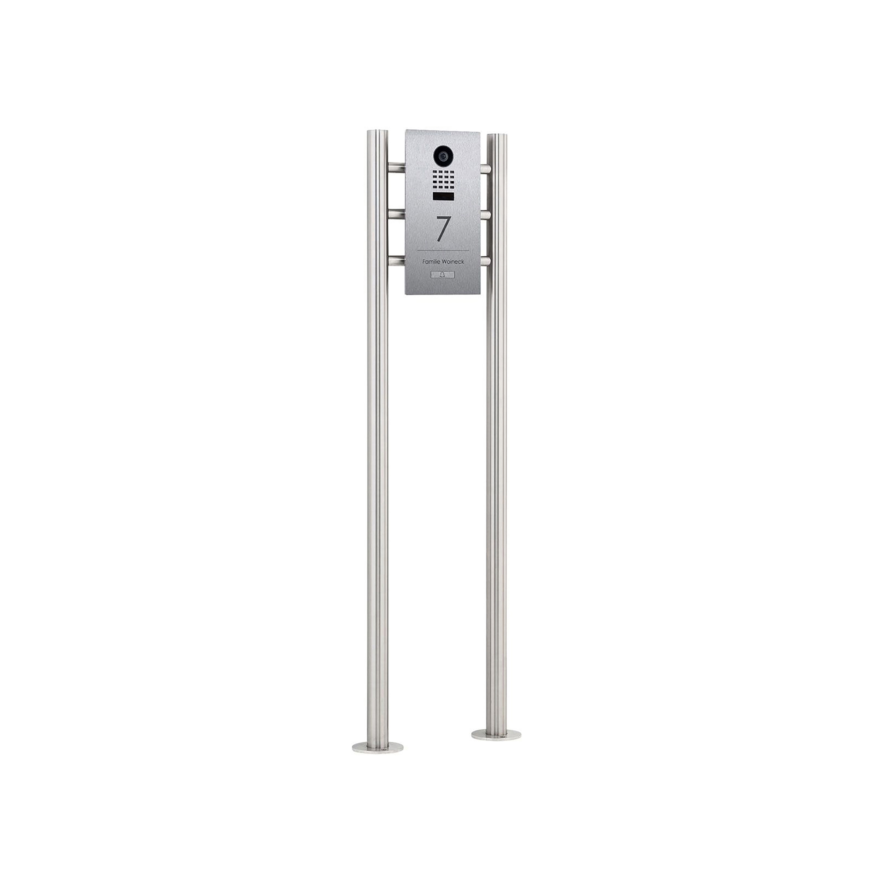 Designer | Edelstahl Video Stele DESIGNER 529S ST-R Elegance I mit DoorBird D1100E - Edelstahl geschliffen