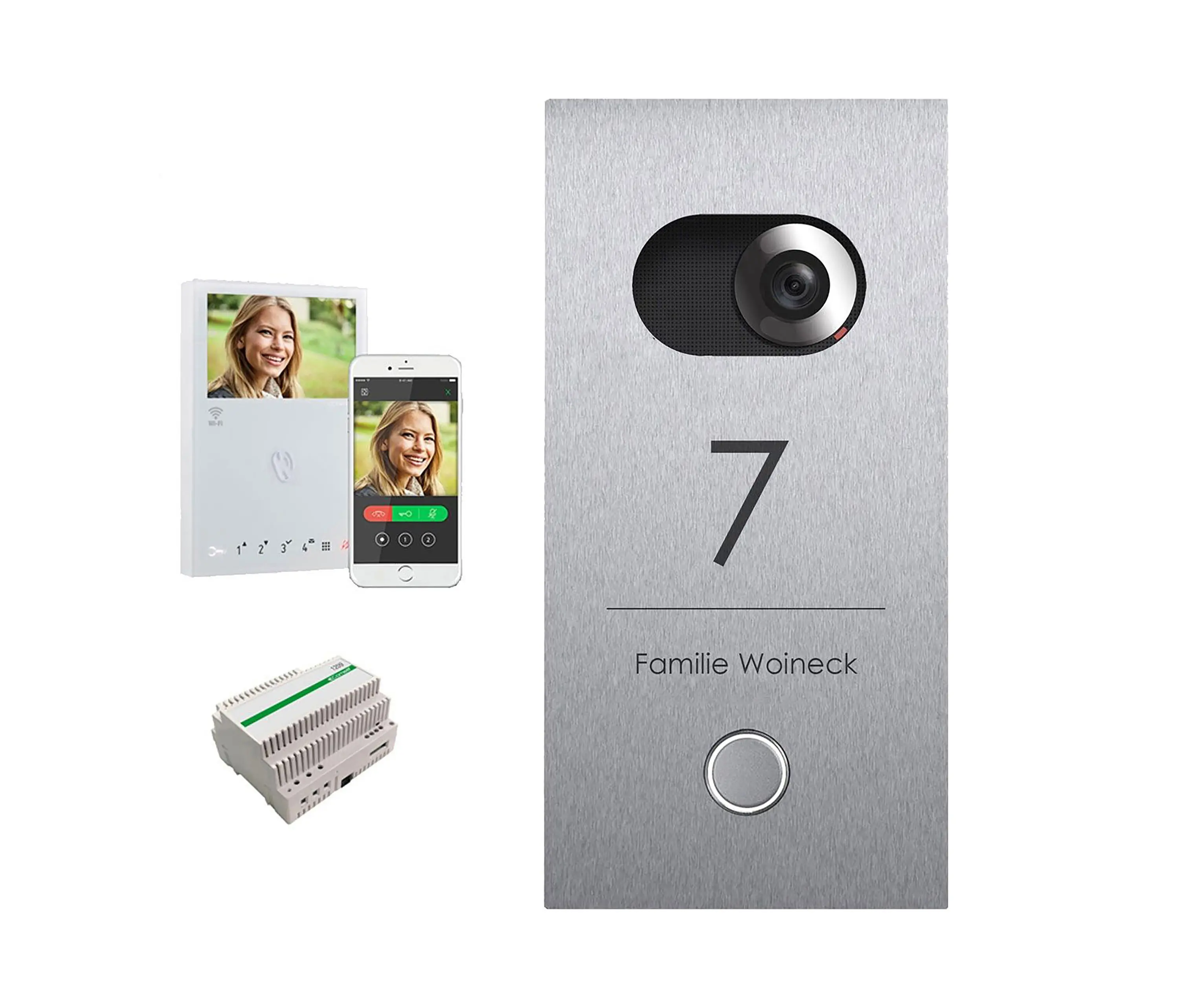 Briefkasten Manufaktur - Designer | Video Türstation DESIGNER 529S Elegance I - Edelstahl geschliffen - Comelit VIDEO Komplettset Wifi