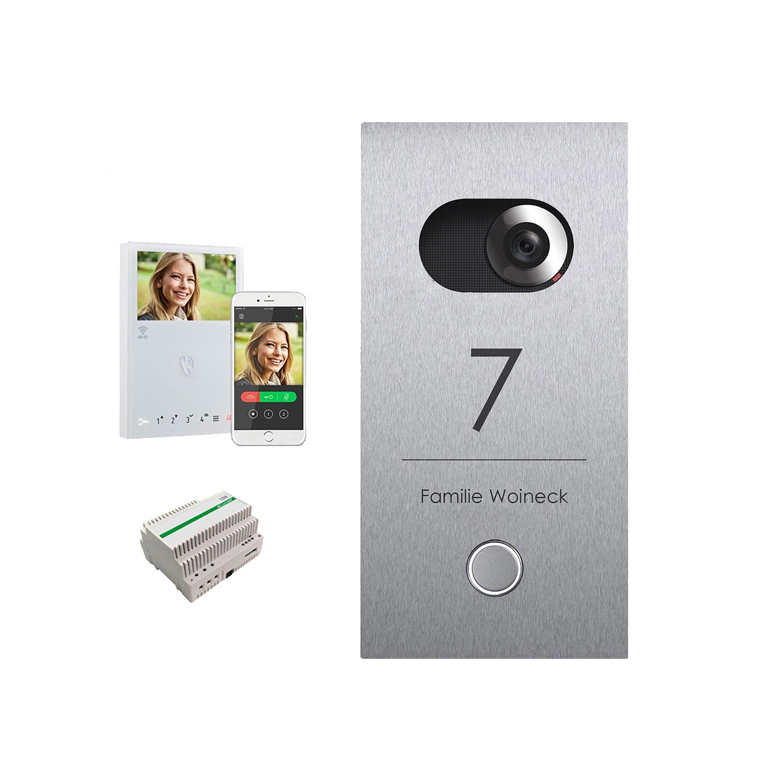 Designer | Video Türstation DESIGNER 529S Elegance I - Edelstahl geschliffen - Comelit VIDEO Komplettset Wifi